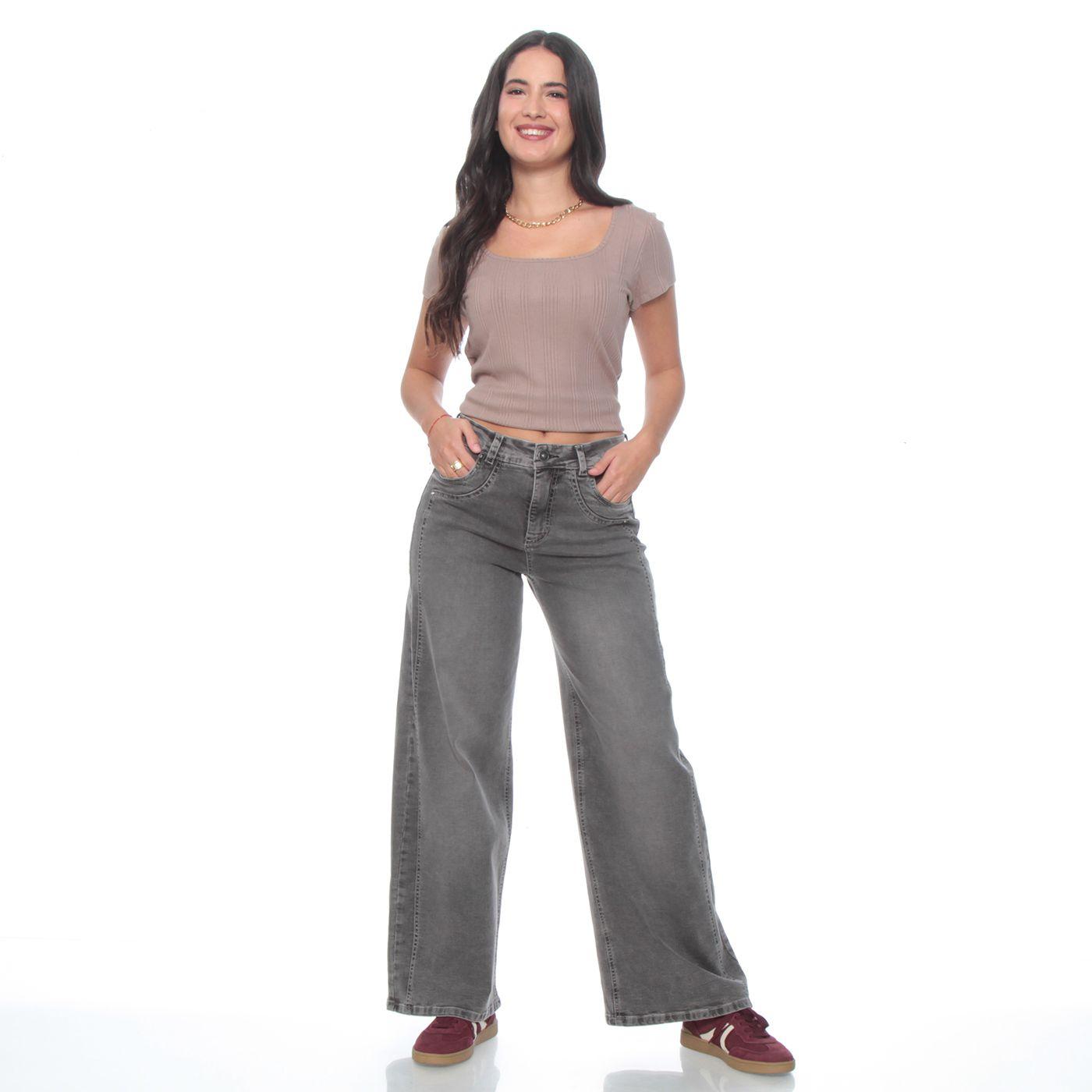 Jeans Wide Leg Tiro Alto Costadillo Pretina Basica 1 Boton-3