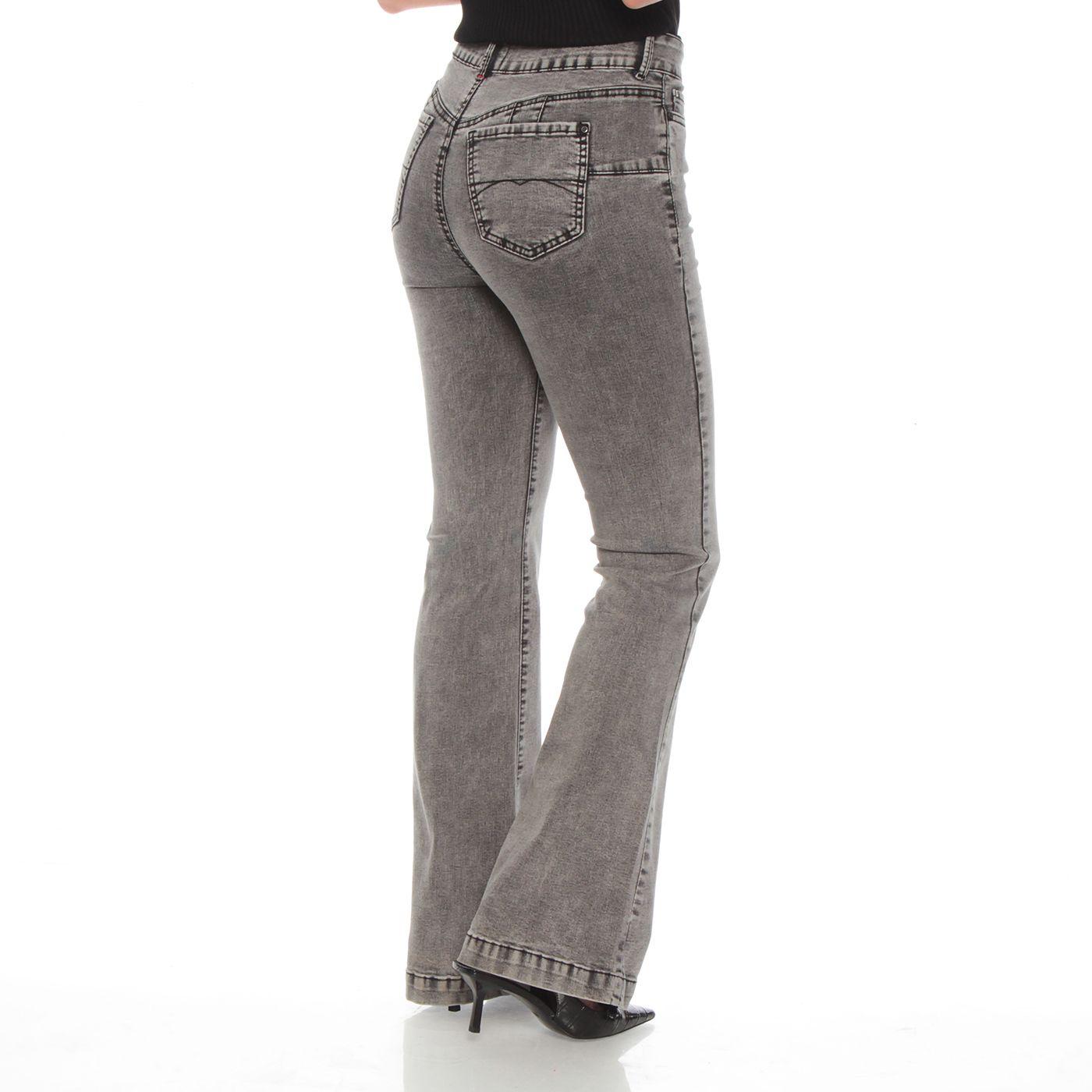 Jeans Flare  Pretina Basica 1 Boton Push Up Tiro Alto-1