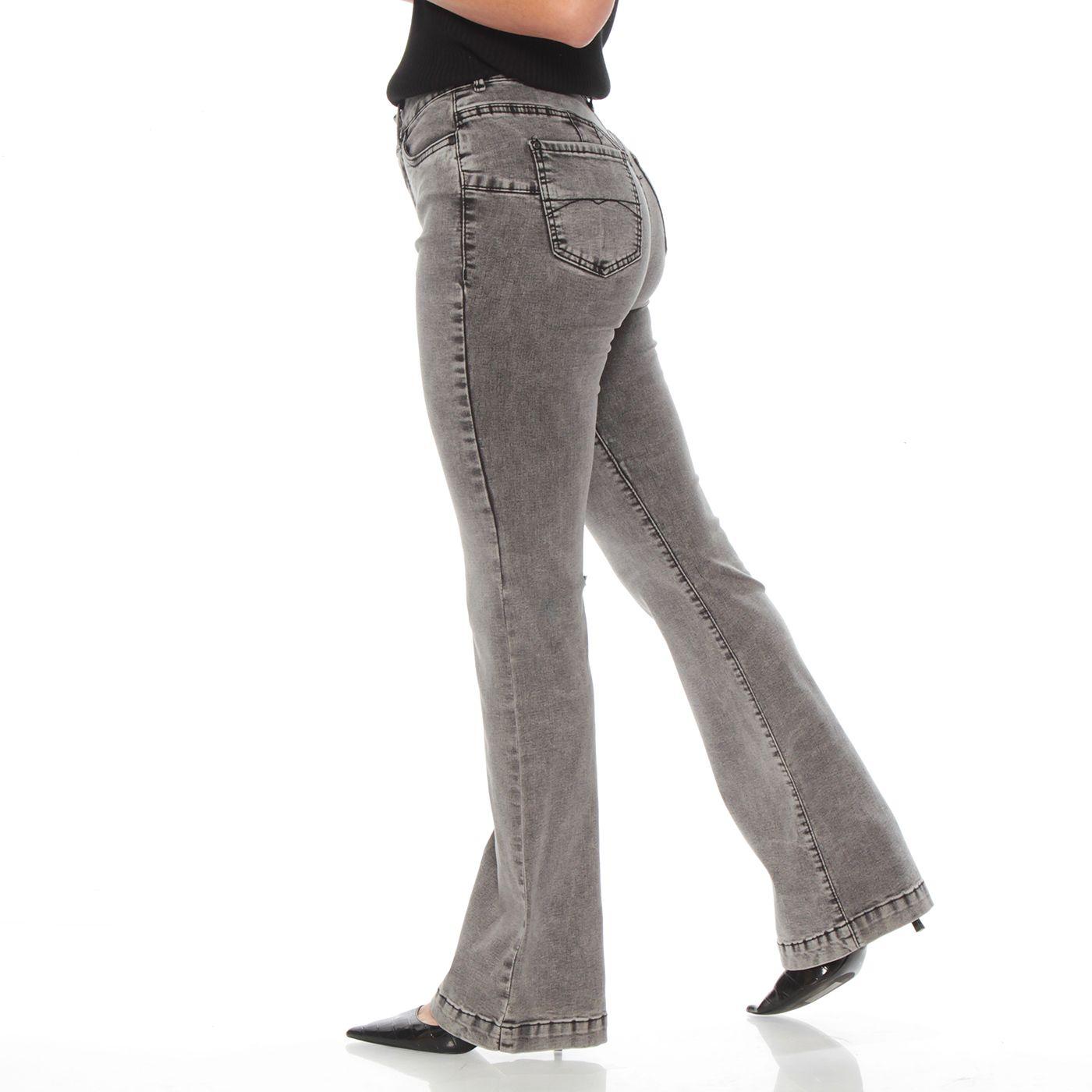 Jeans Flare  Pretina Basica 1 Boton Push Up Tiro Alto-2