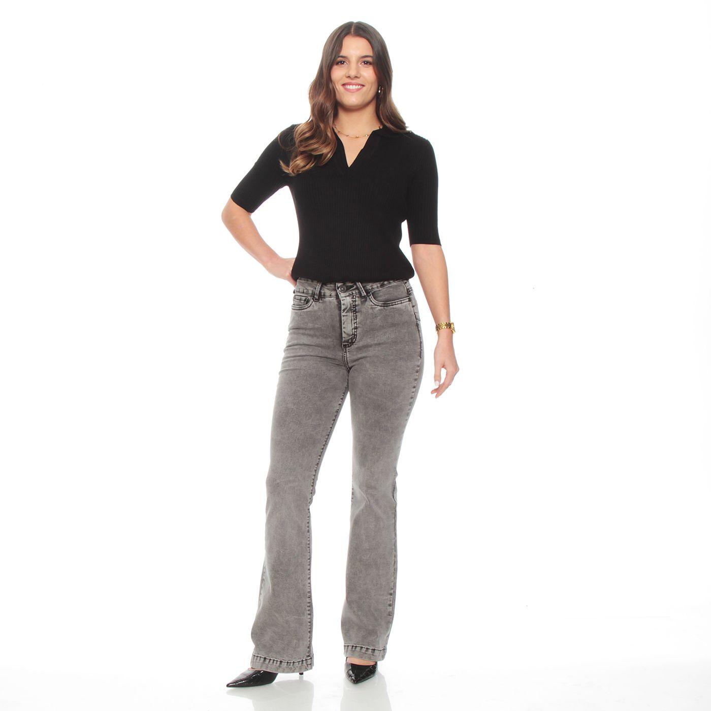 Jeans Flare  Pretina Basica 1 Boton Push Up Tiro Alto-5