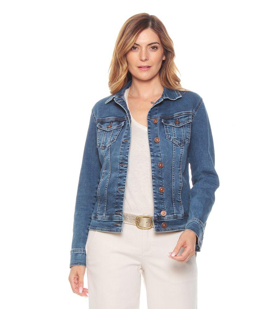 Chaqueta Manga Larga Denim Clasica Con Bolsillos-2