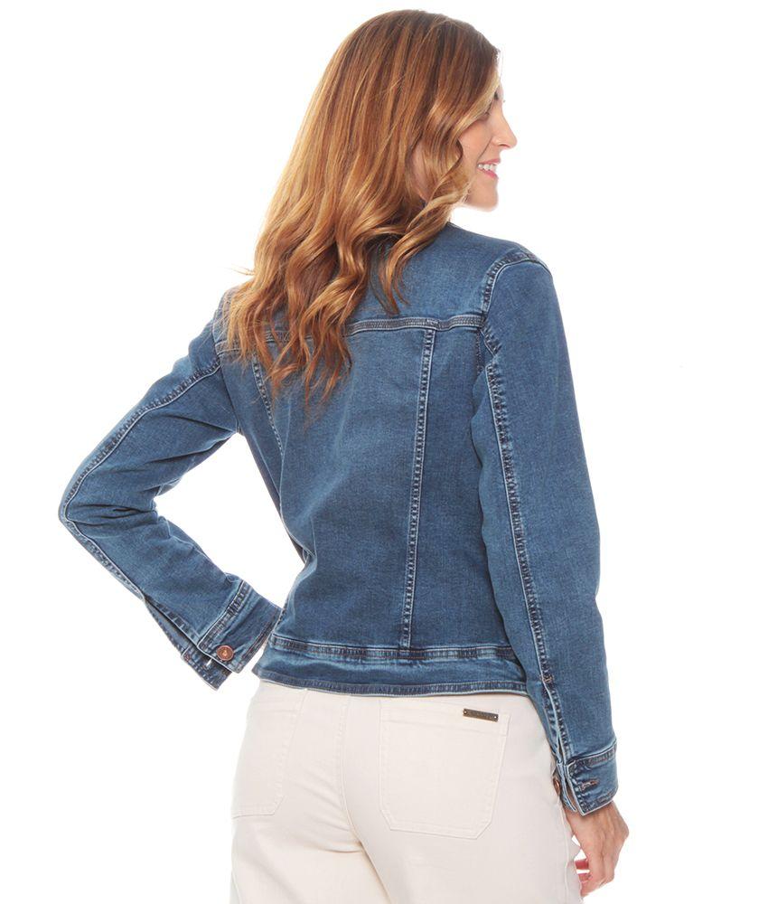 Chaqueta Manga Larga Denim Clasica Con Bolsillos-3