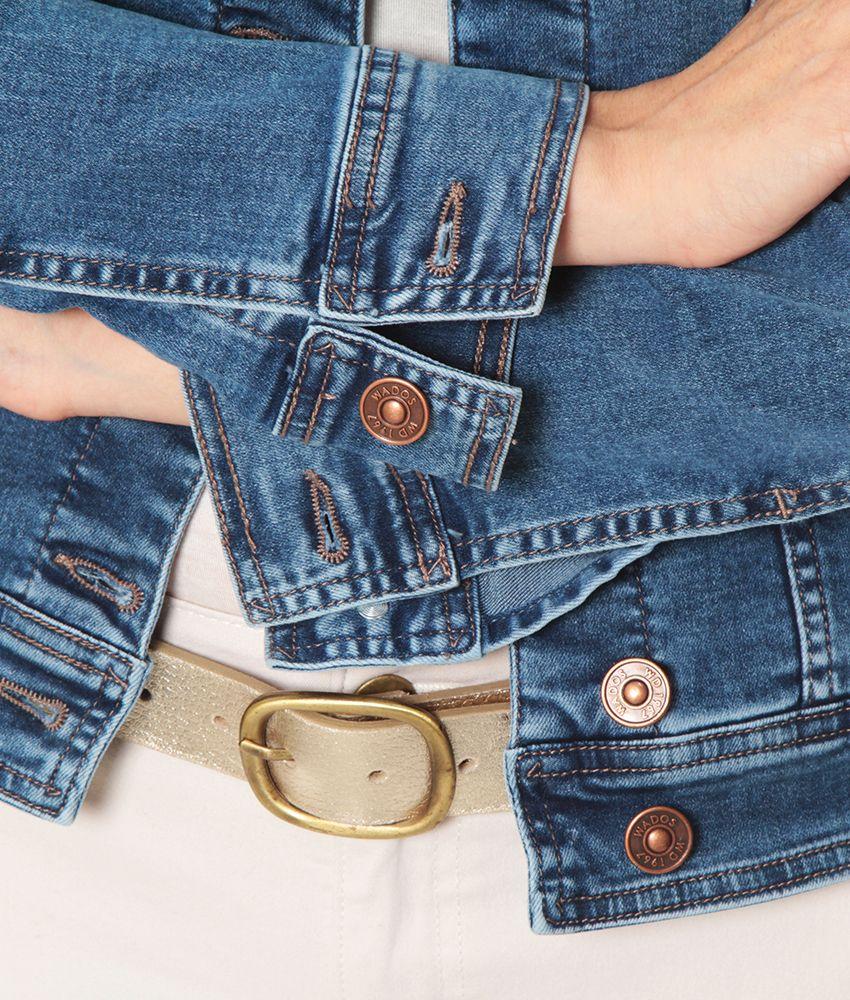 Chaqueta Manga Larga Denim Clasica Con Bolsillos-5
