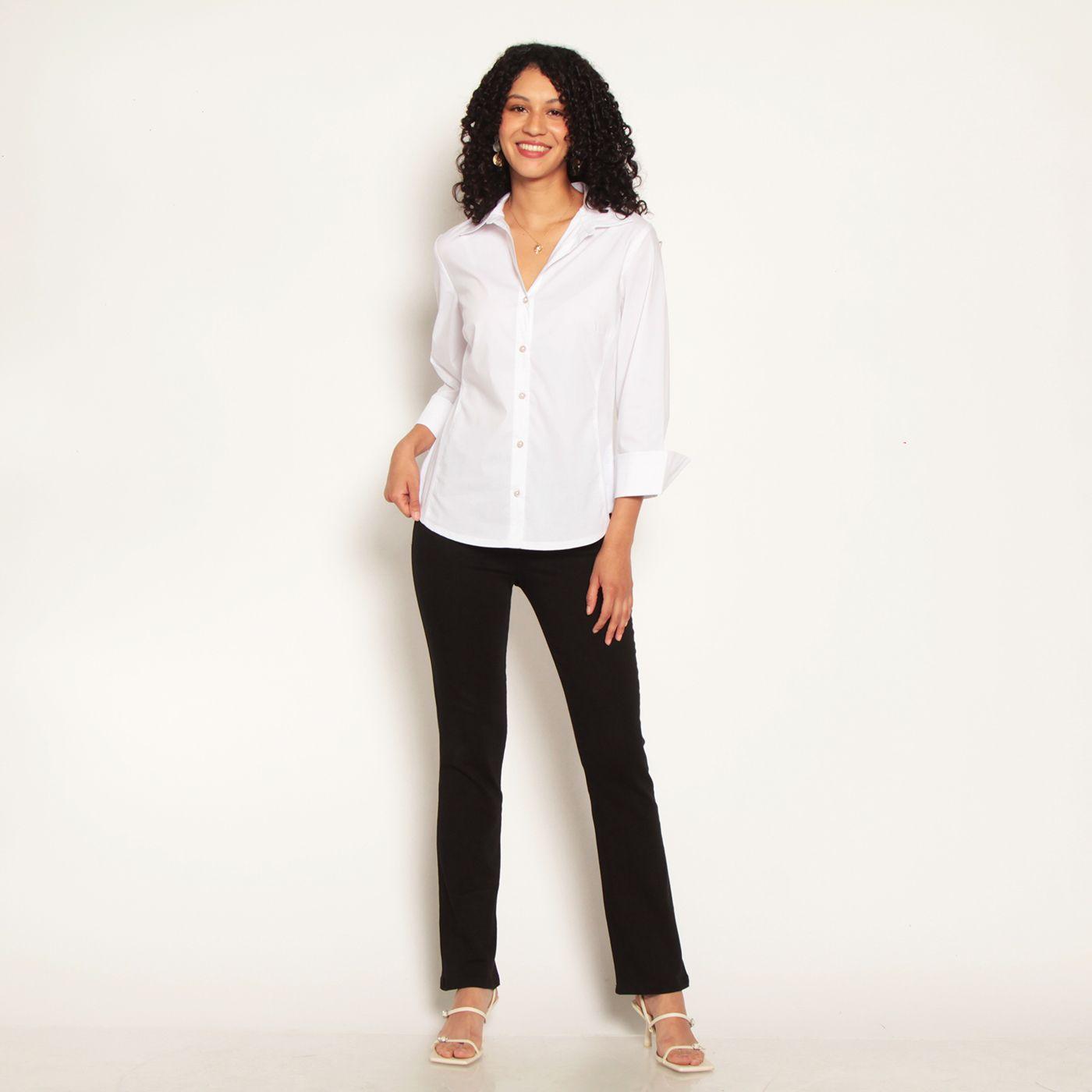 Blusa Manga 3/4 Abotonada En Delantero Con Boton Perla-2