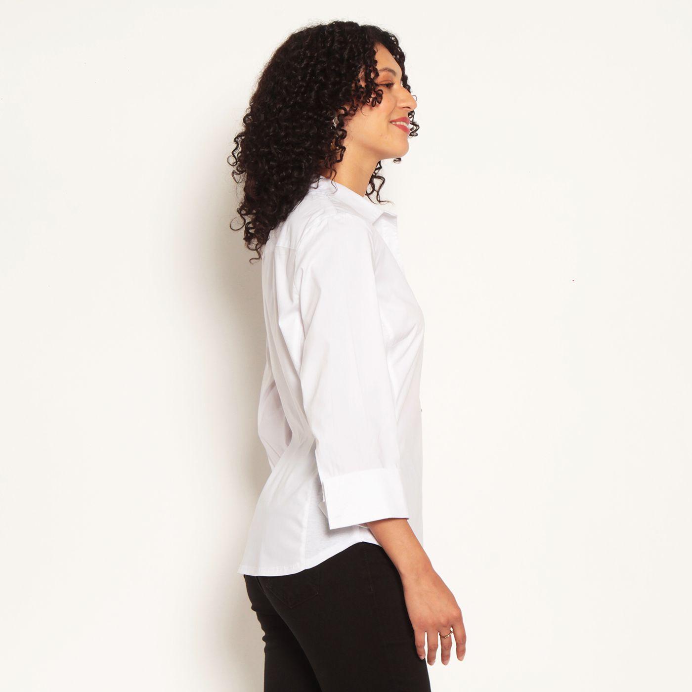 Blusa Manga 3/4 Abotonada En Delantero Con Boton Perla-3