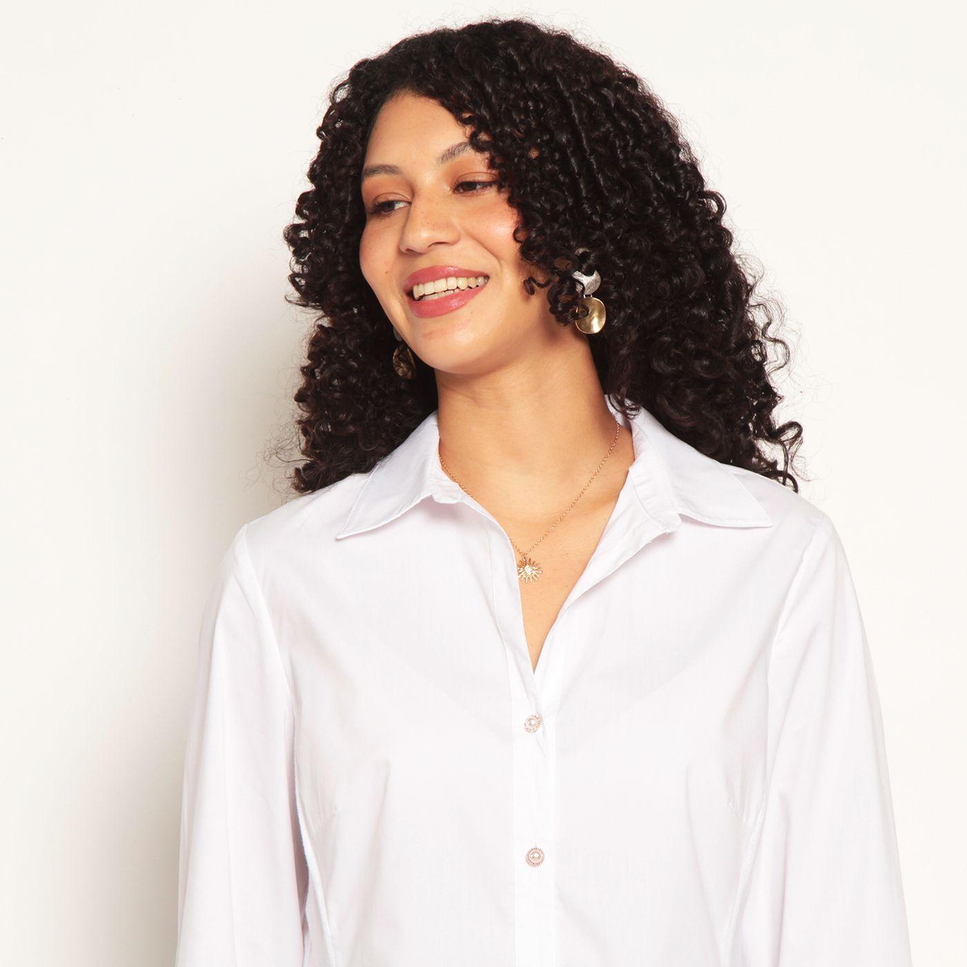 Blusa Manga 3/4 Abotonada En Delantero Con Boton Perla-5