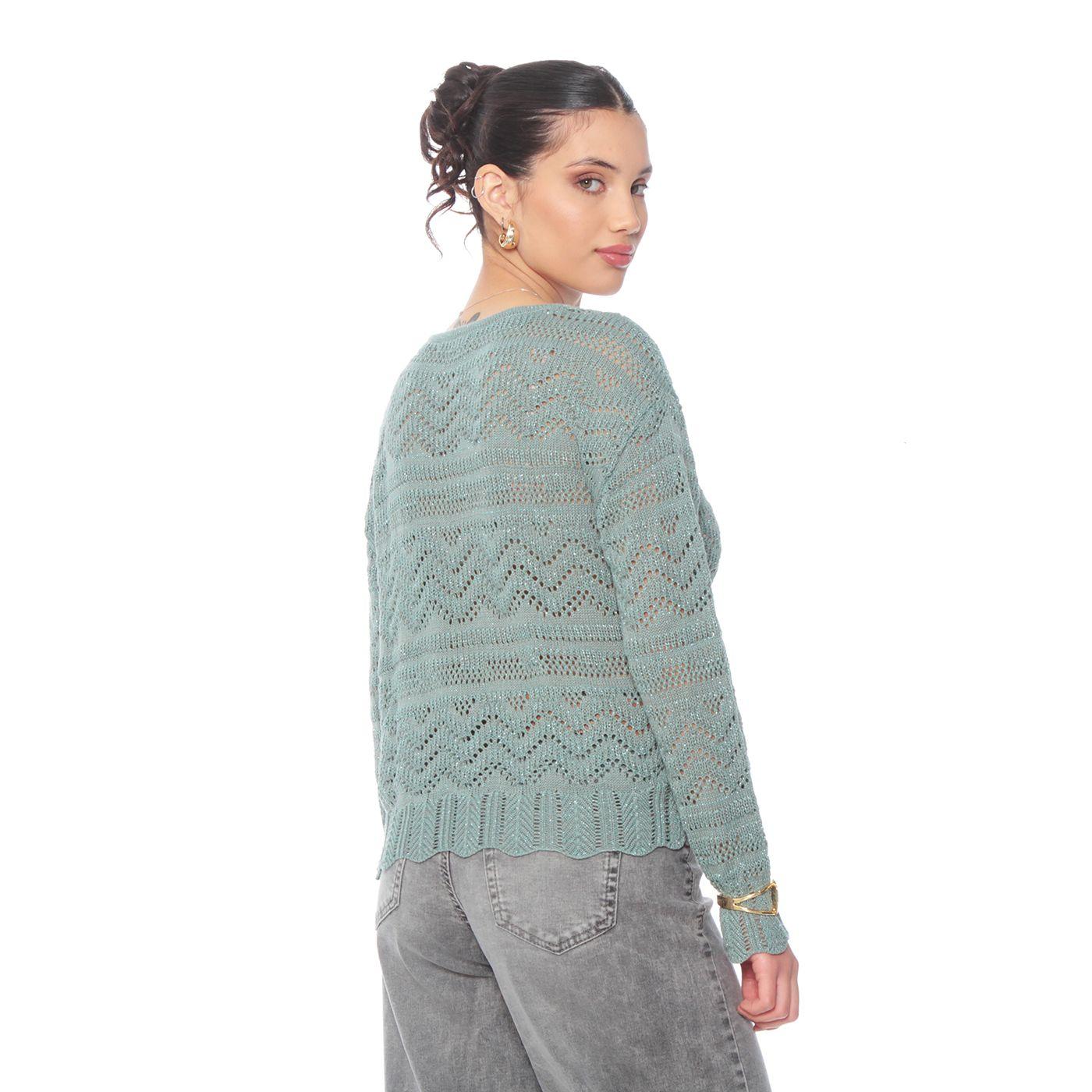 Sweater Manga Larga Con Lurex  Escote Redondo-5