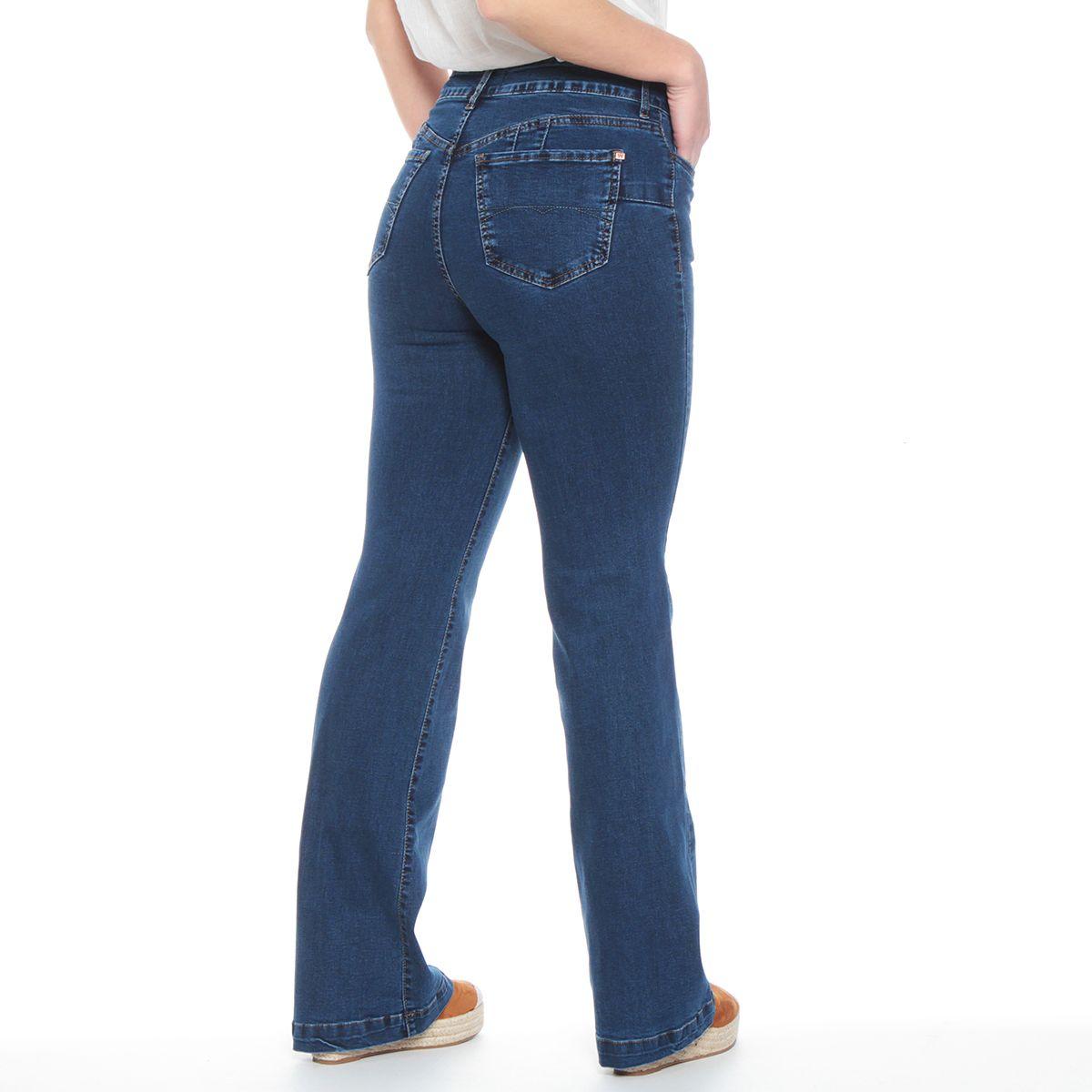Jeans Flare Tiro Alto Pretina 1 Boton Push Up-1