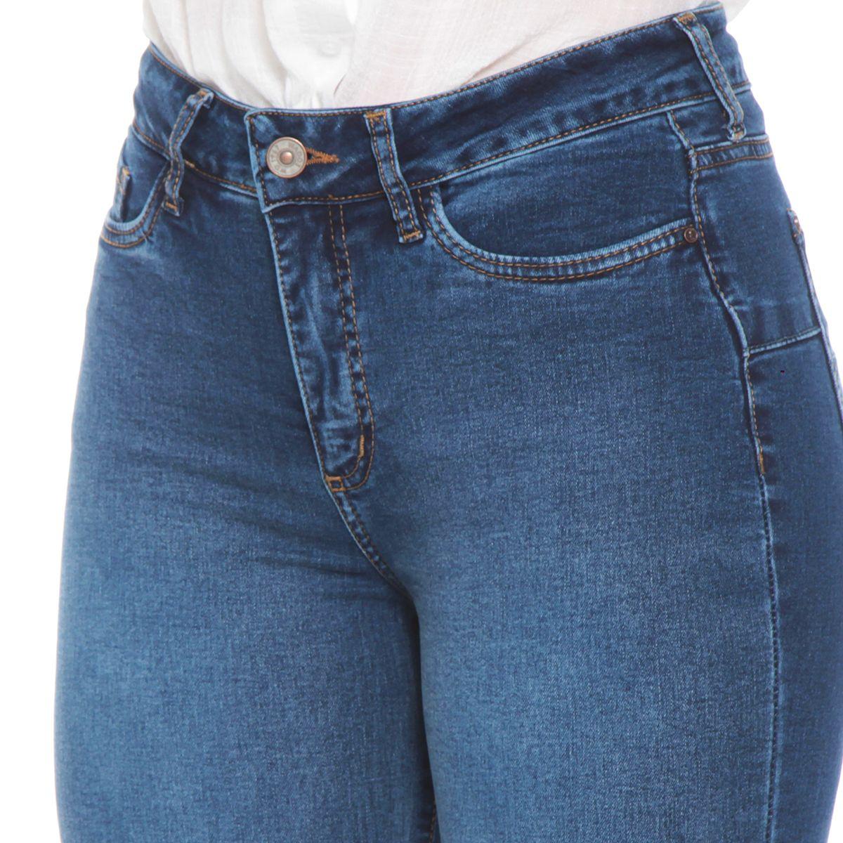 Jeans Flare Tiro Alto Pretina 1 Boton Push Up-2