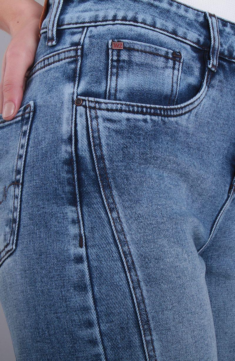 Jeans  Wide Tiro Alto  Pretina Un Boton Pierna Con Corte Costado-7