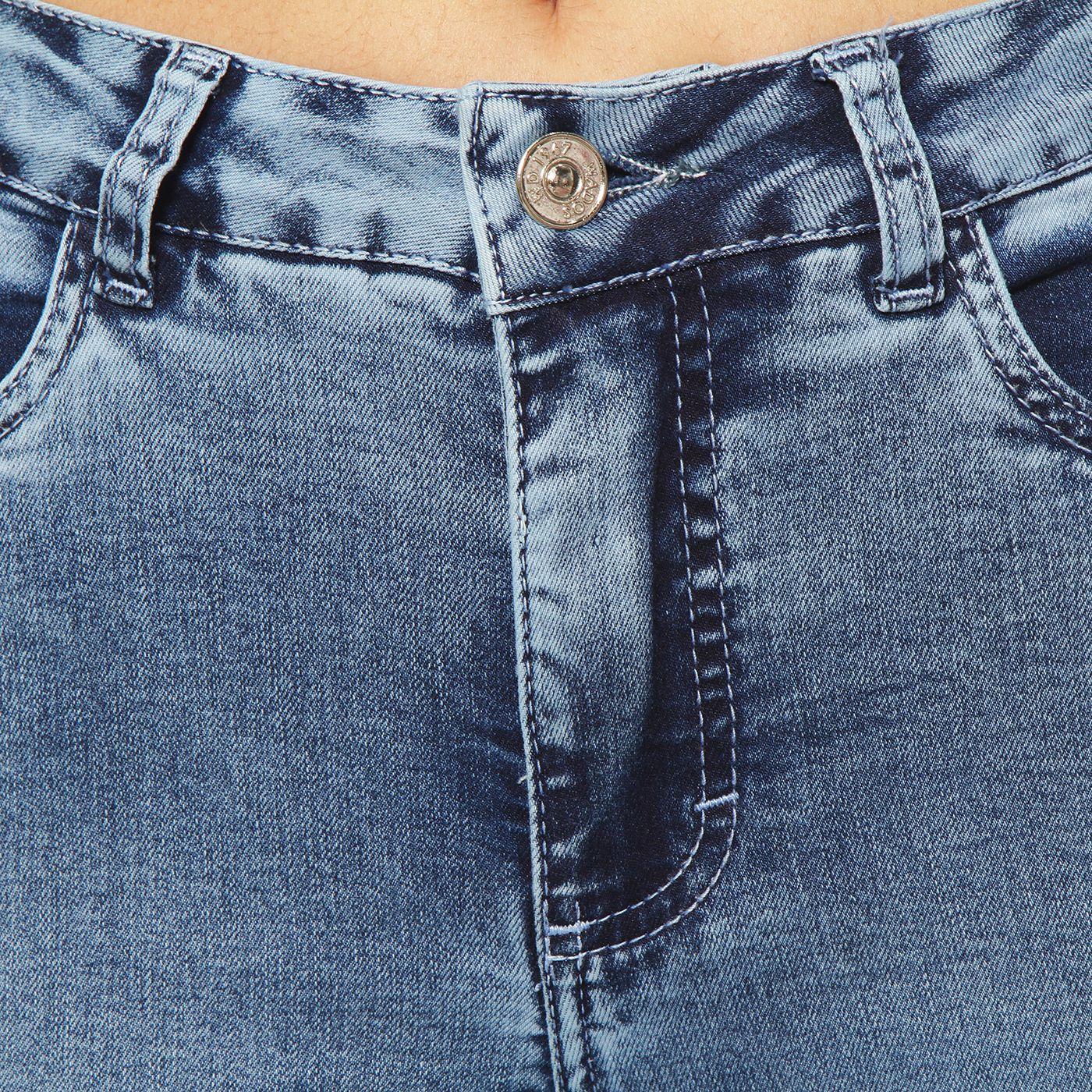 Jeans Wide Leg Tiro Alto  Pretina  Basica 1 Boton Push Up-5