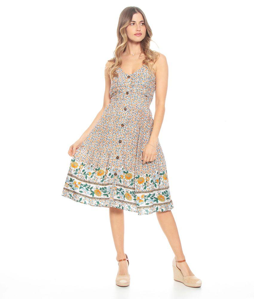Vestido Sin Manga A La Ridilla Escote Corazon Abotonado-2