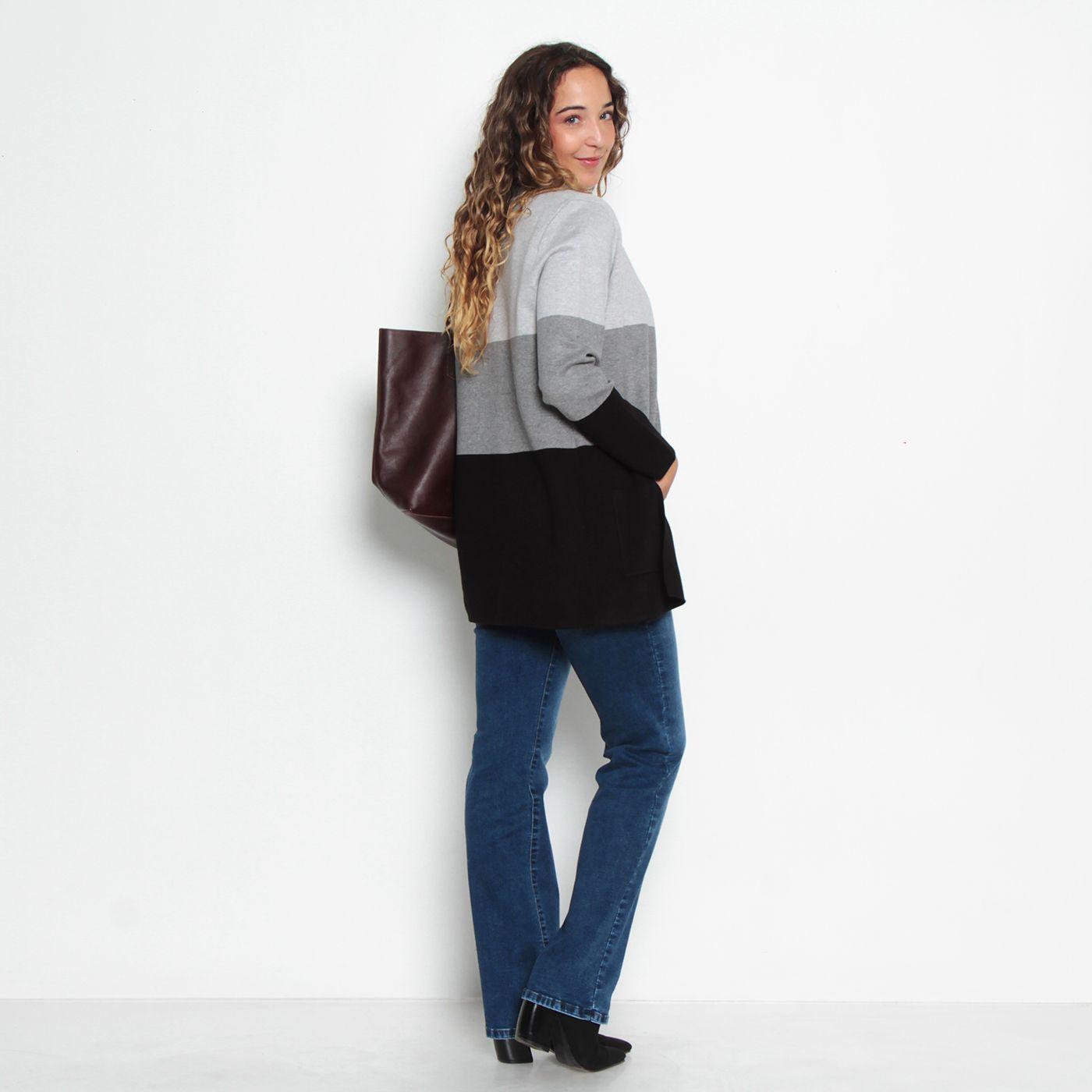 Chaleco Manga Larga   Listado Ancho Con Bolsillos-3