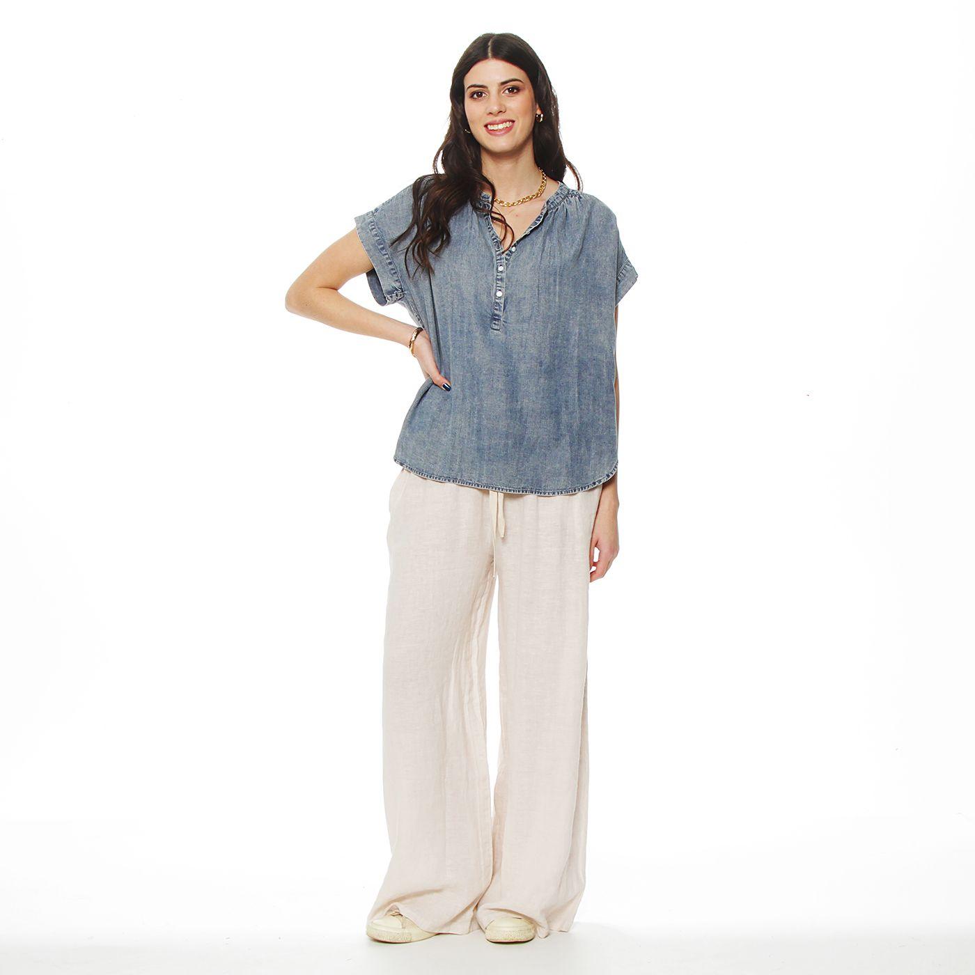 Blusa Manga Corta Lyocell Abotonada En Delantero-2
