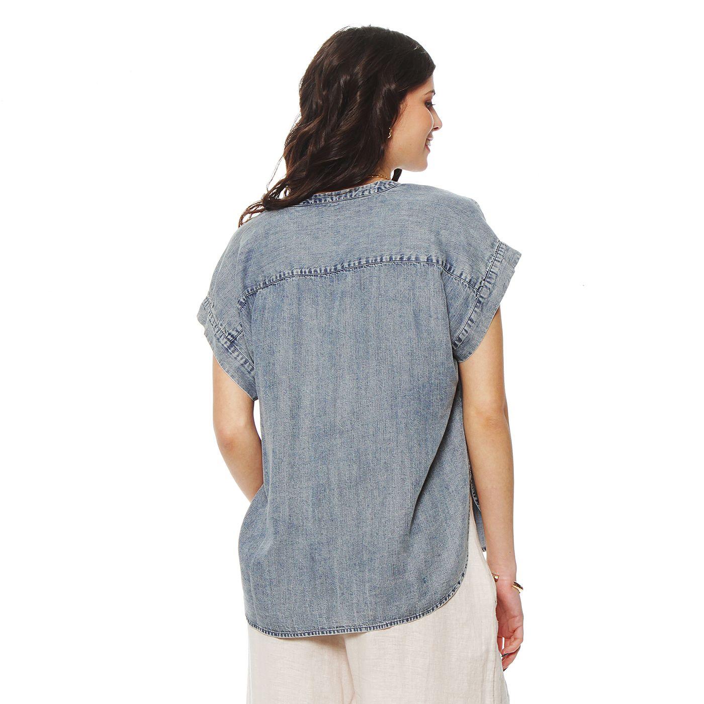 Blusa Manga Corta Lyocell Abotonada En Delantero-5
