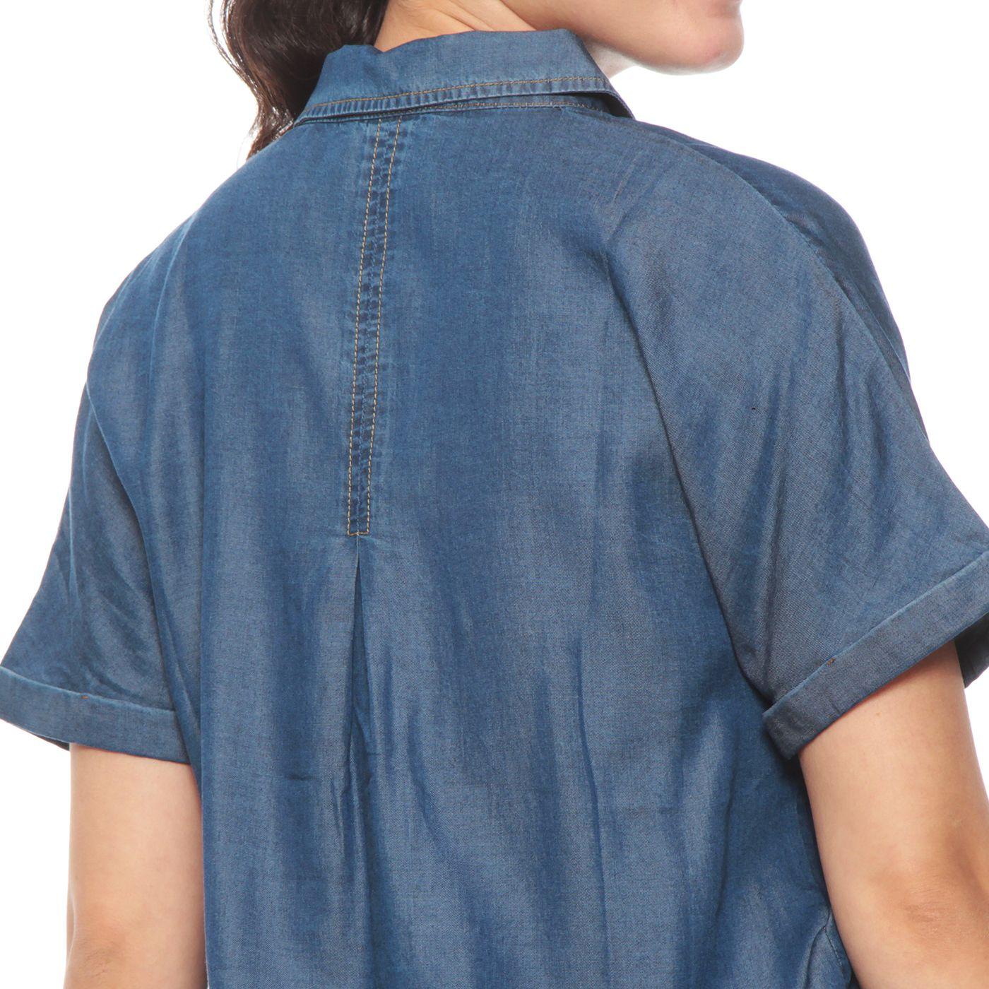 Blusa Lyocell Abotonada  Manga Corta Con Bolsillo-4