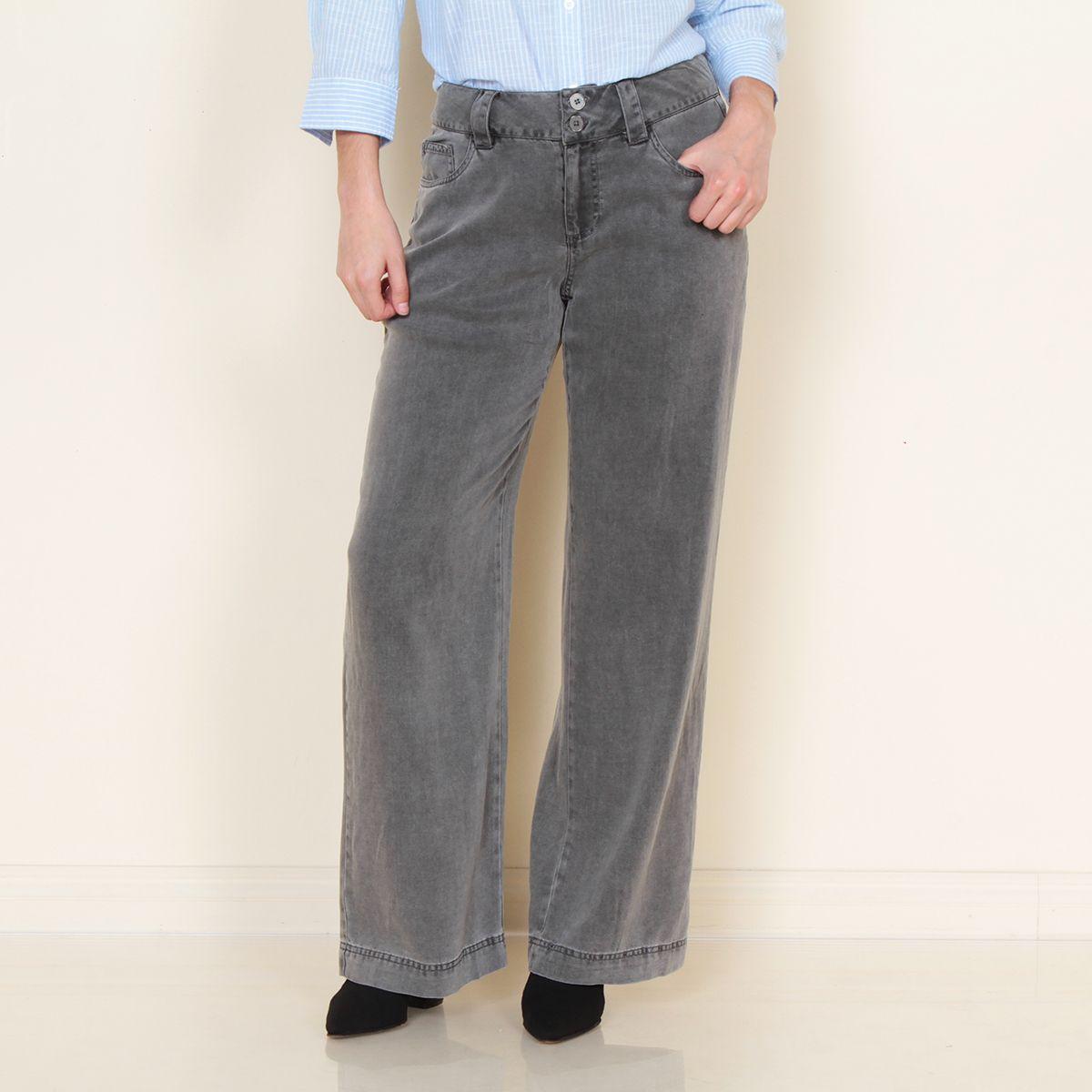 Pantalon Tiro Alto Denim Con Bolsillos-7