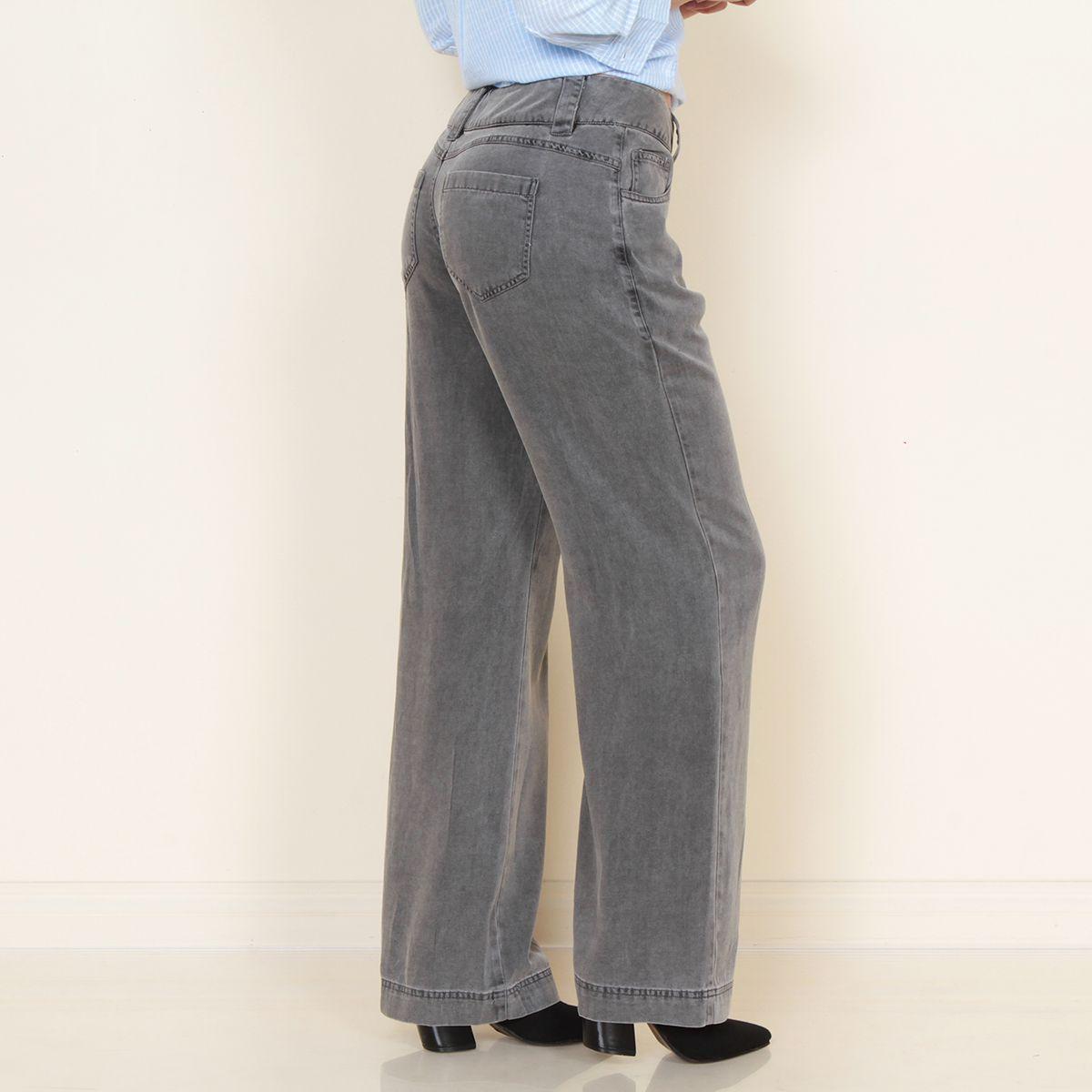 Pantalon Tiro Alto Denim Con Bolsillos-8