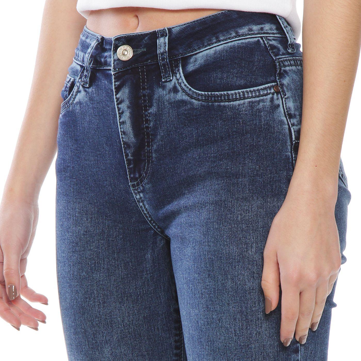 Jeans Flare  Tiro Alto Push Up Bordado Pretina Basica 1 Boton-4
