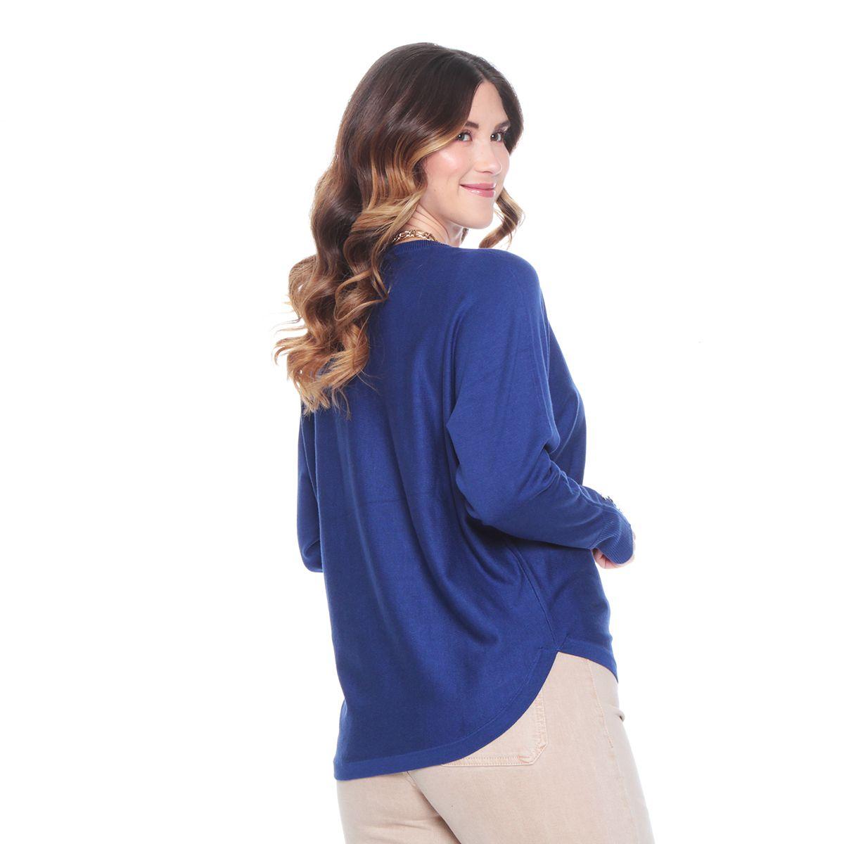 Sweater Solido Escote Redondo Manga Larga-4