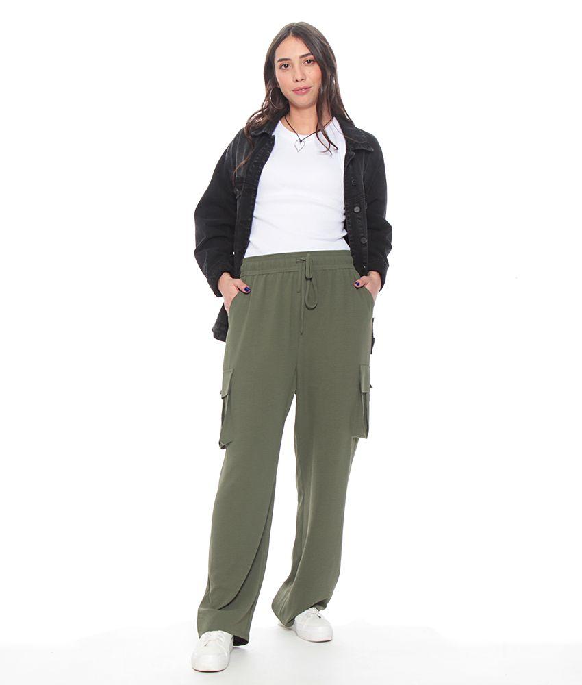 Pantalon Cargo Solido Pretina Elasticada-5