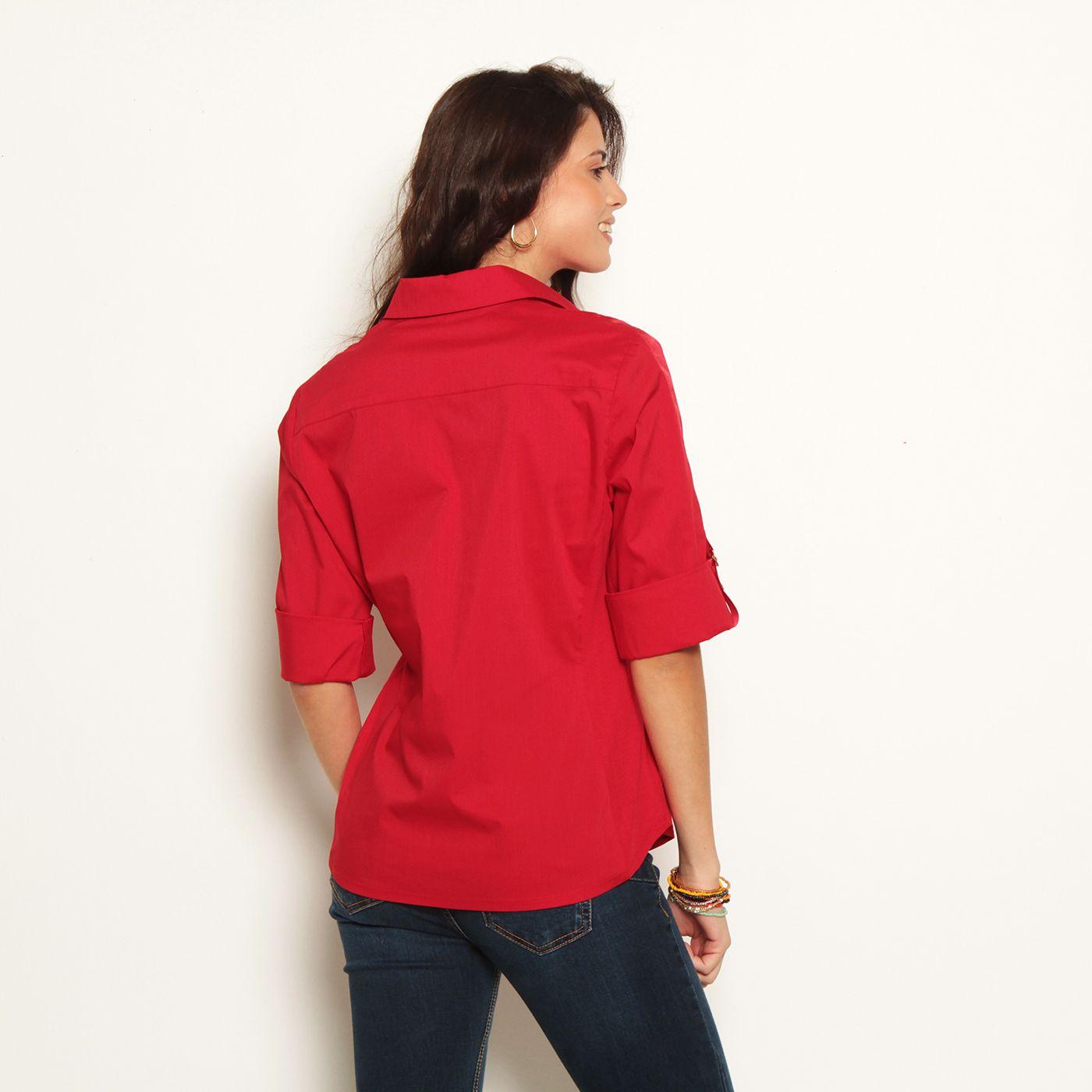 Blusa Manga 3/4  Abotonada En   El Delantero-4