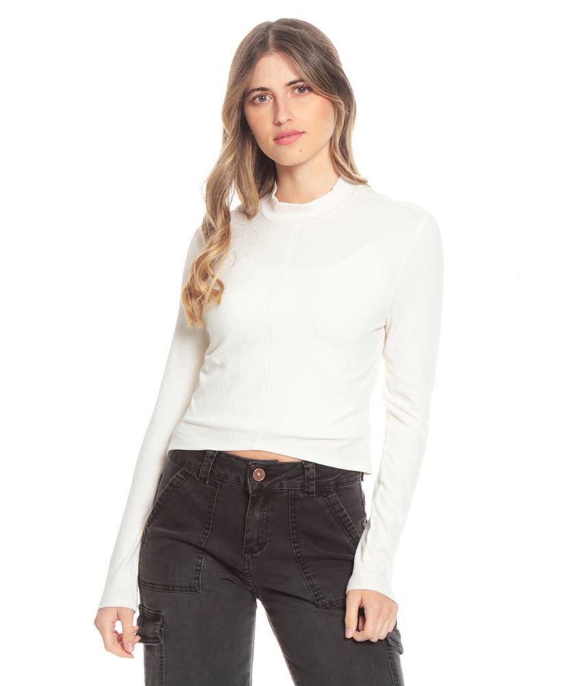 POLERA HASTA CINTURA MANGA LARGA SOLIDA CUELLO REDONDO-1