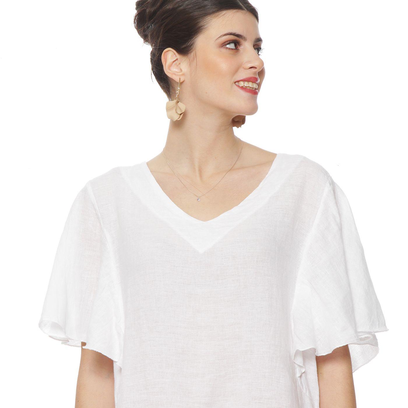 Blusa Lino Manga Corta  Escote Redondo-3