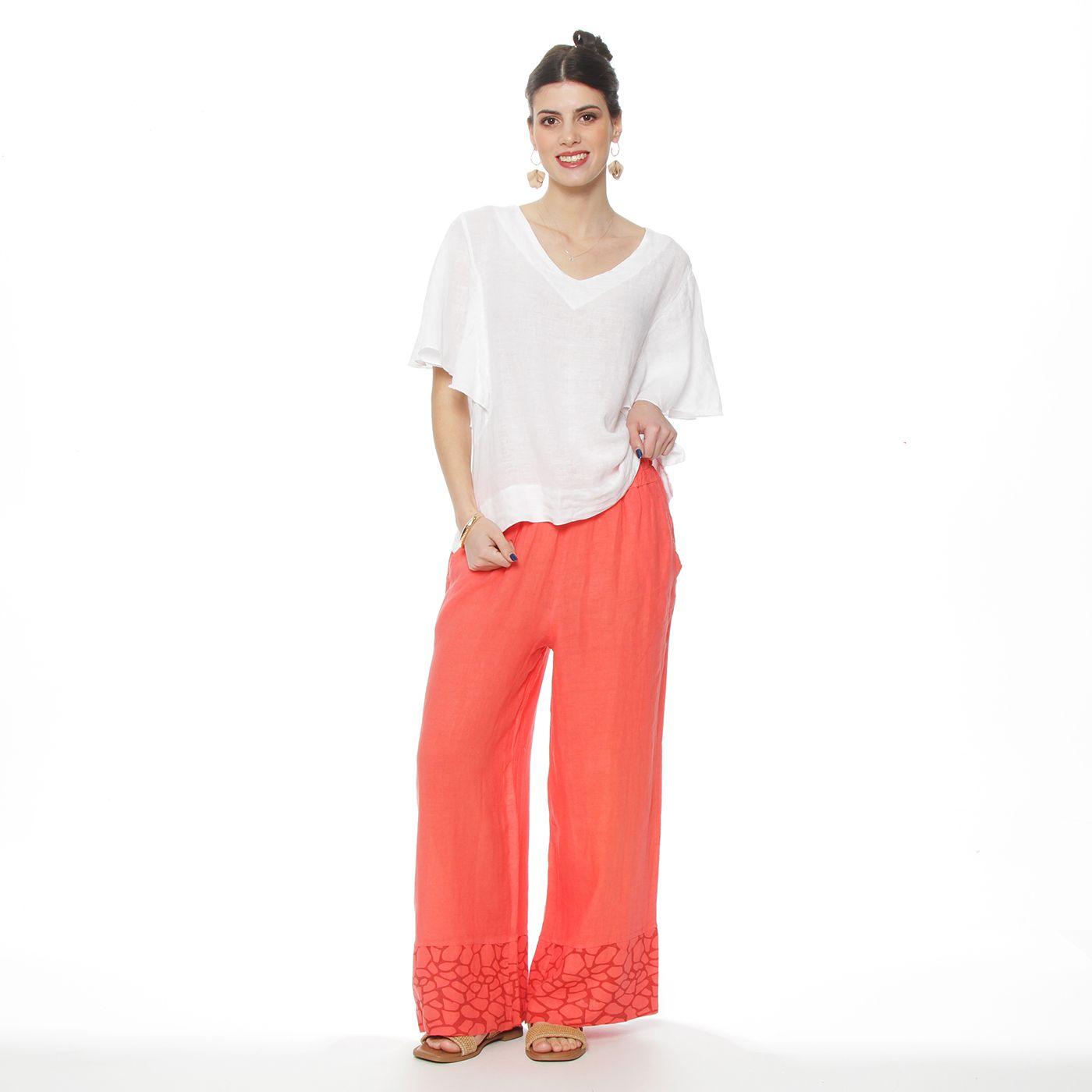 Blusa Lino Manga Corta  Escote Redondo-5