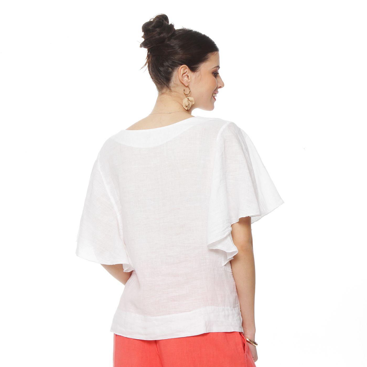Blusa Lino Manga Corta  Escote Redondo-6