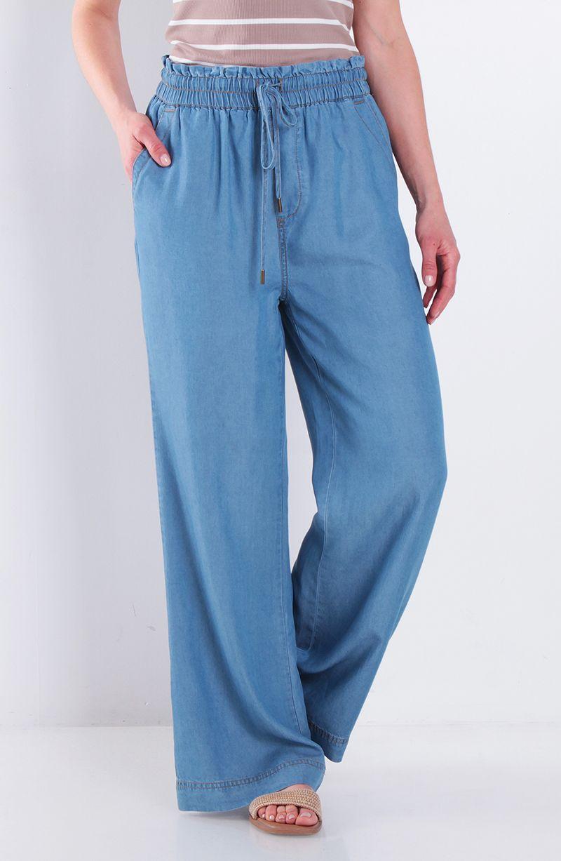 Pantalon Lyocell Wide Leg Tiro Alto Pretina Media Elasticada-0