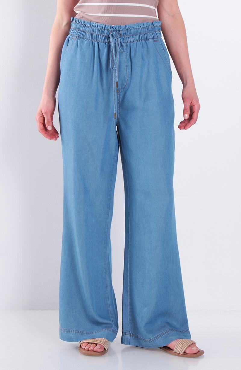 Pantalon Lyocell Wide Leg Tiro Alto Pretina Media Elasticada-1