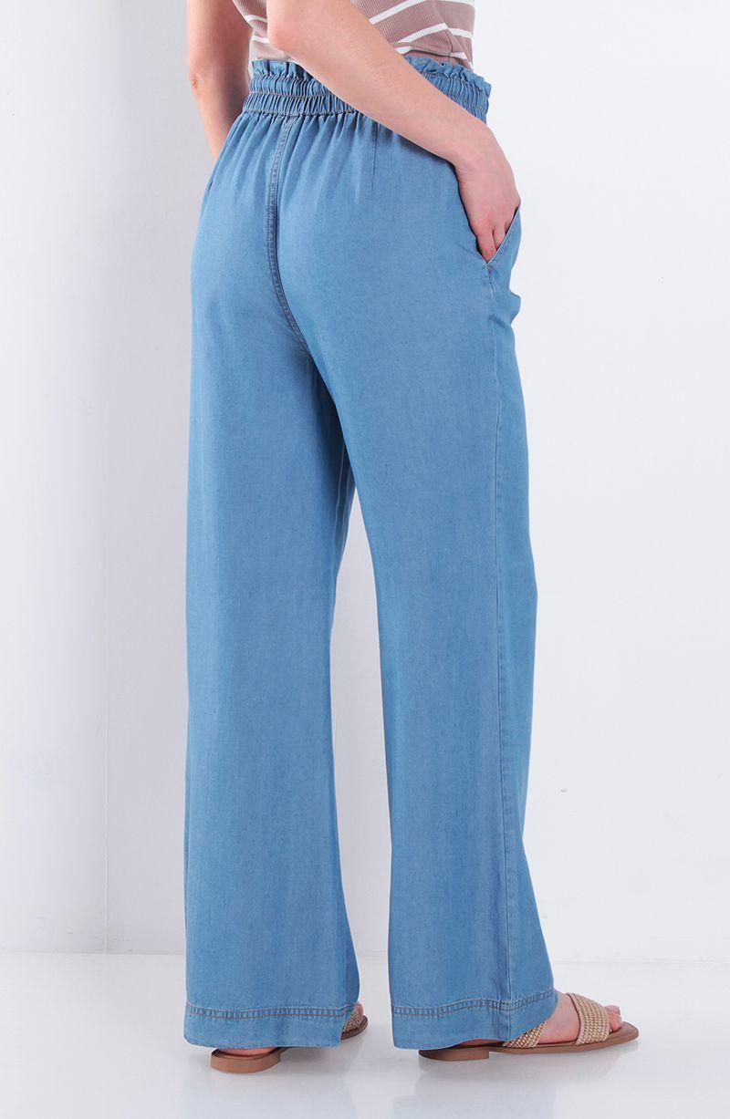 Pantalon Lyocell Wide Leg Tiro Alto Pretina Media Elasticada-2