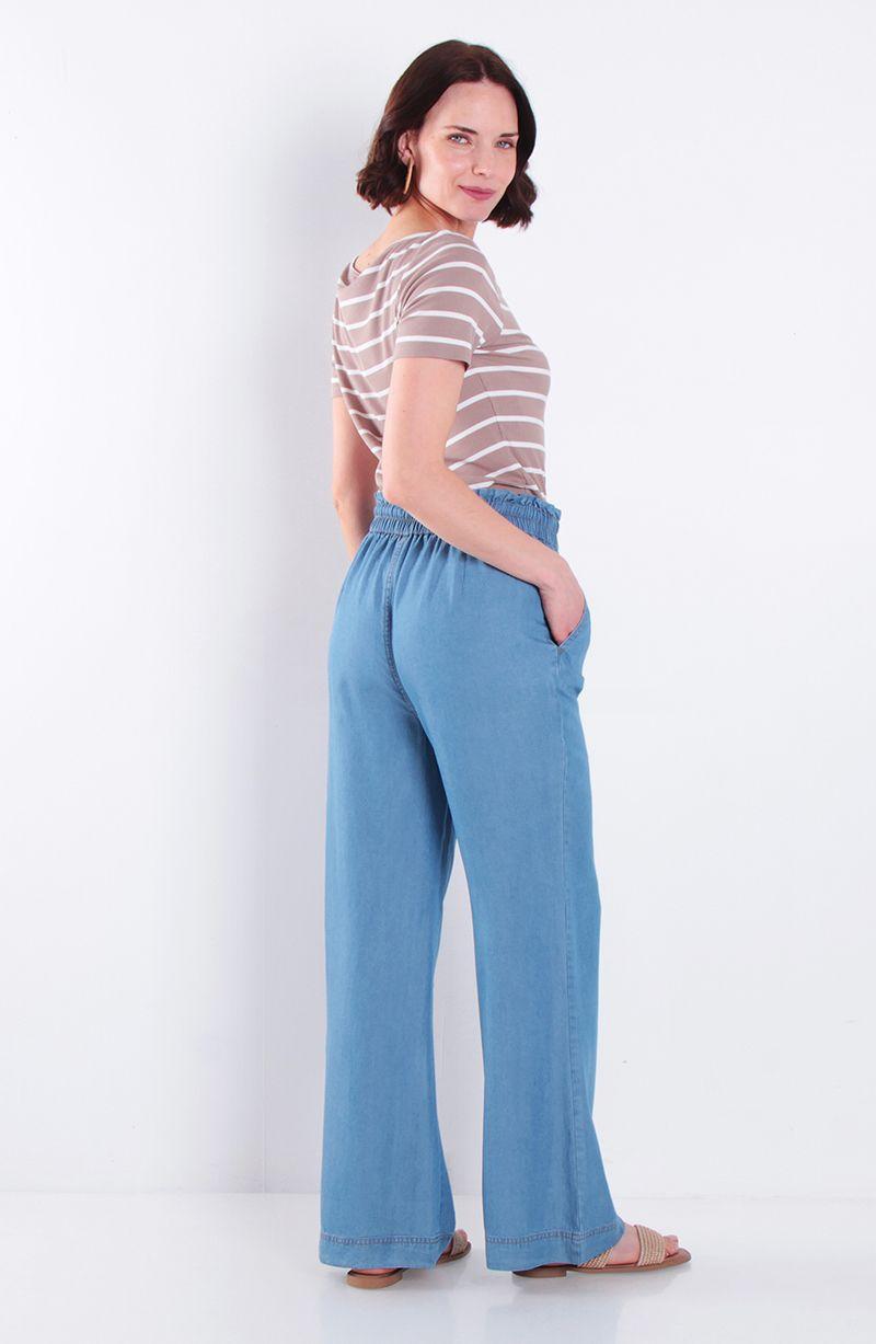 Pantalon Lyocell Wide Leg Tiro Alto Pretina Media Elasticada-4