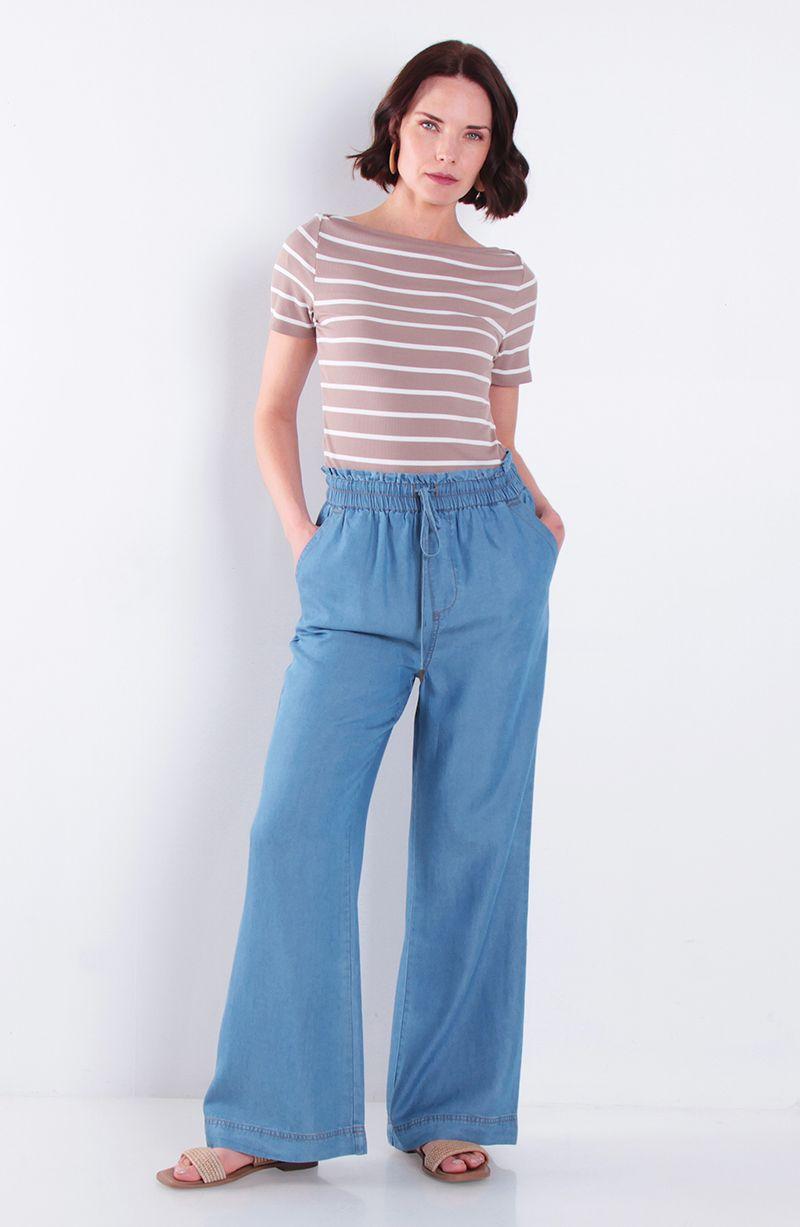 Pantalon Lyocell Wide Leg Tiro Alto Pretina Media Elasticada-5