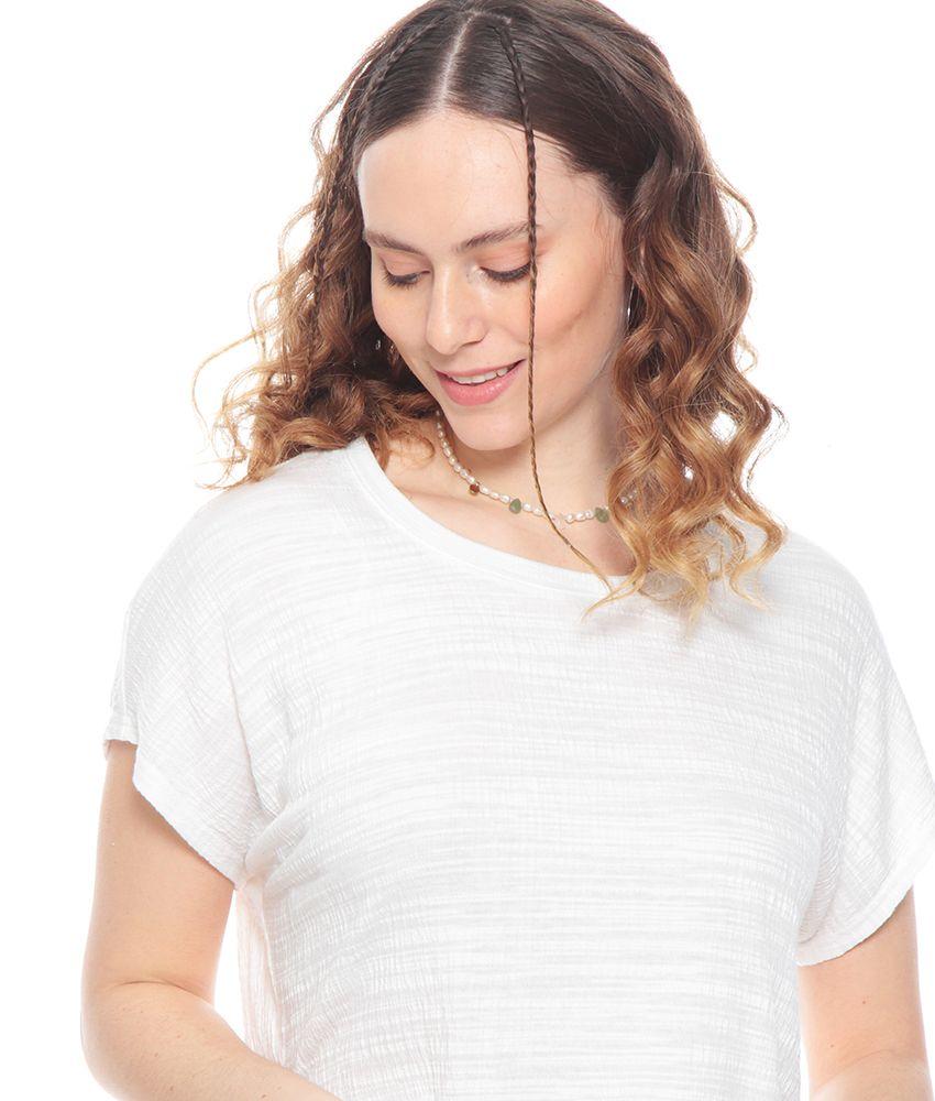 Polera Manga Corta Solida Escote Redondo Amarras Costado-1