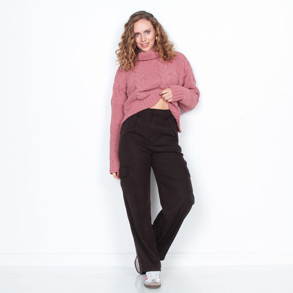 Pantalon Cargo Tiro Alto Pretina Basica Elasticada-4