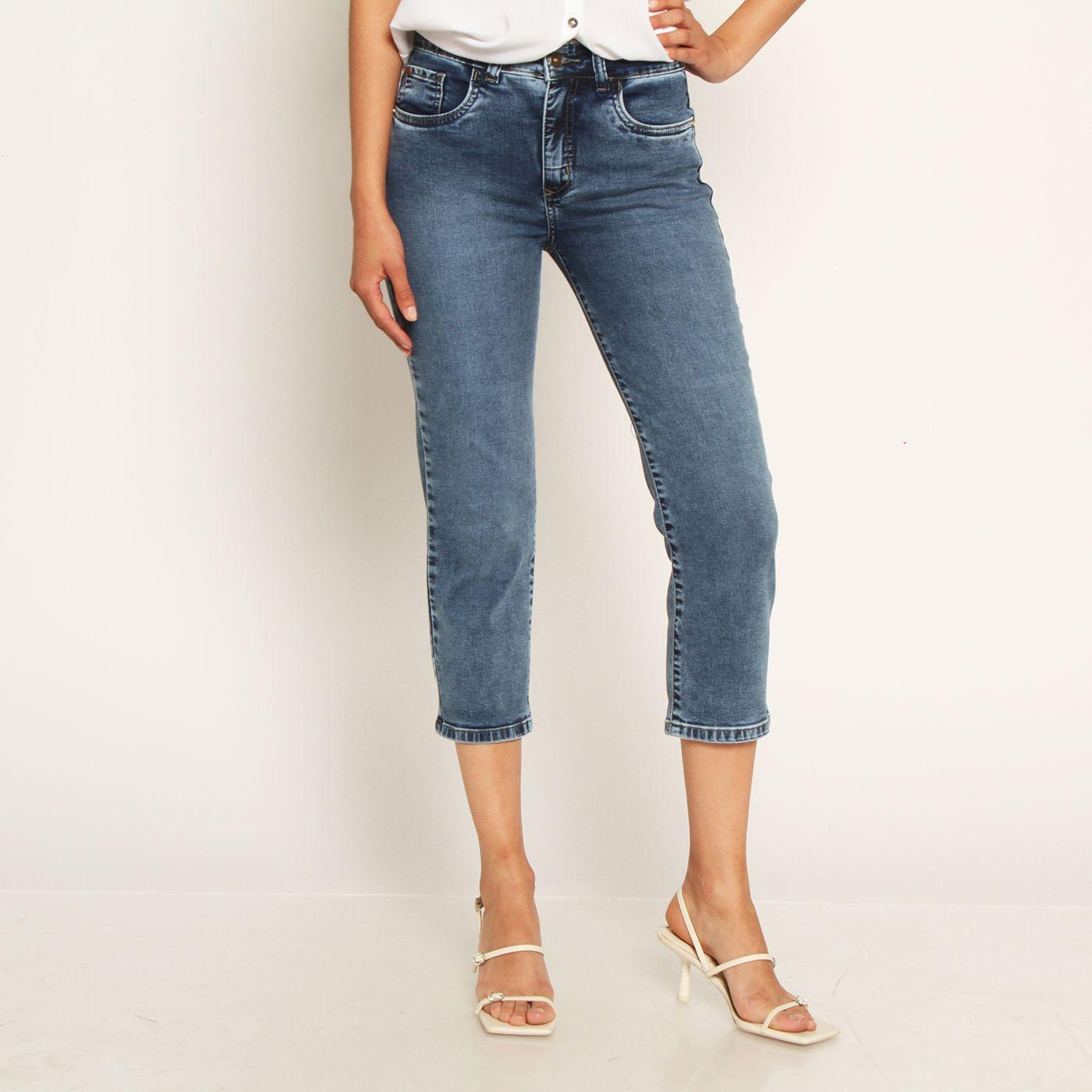 Jeans Capri Tiro Alto  Pretina Basica 1   Boton-0