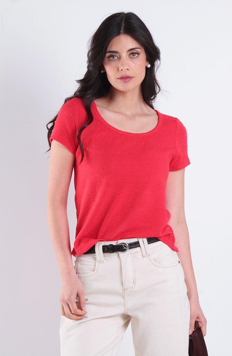 Polera Textura Manga Corta Escote Redondo-0