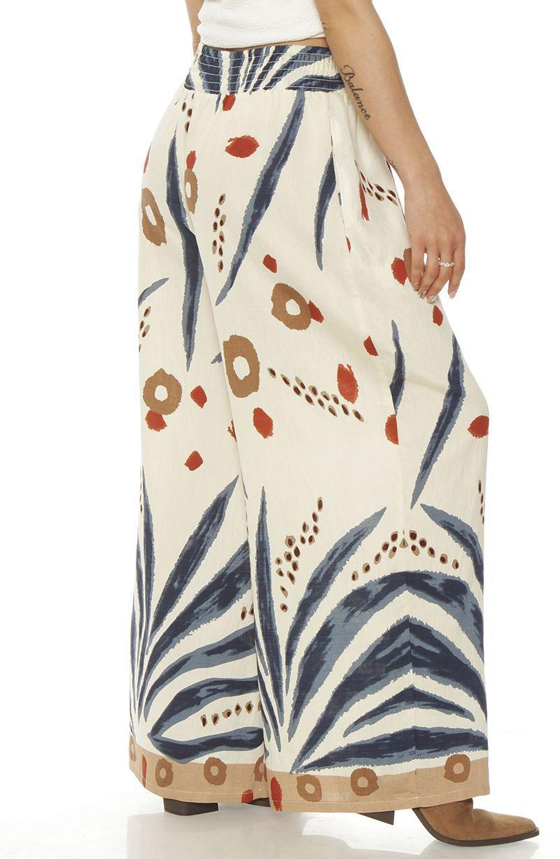 Pantalon Wide Leg Estampado Tiro Alto    Pretina Elasticada-5