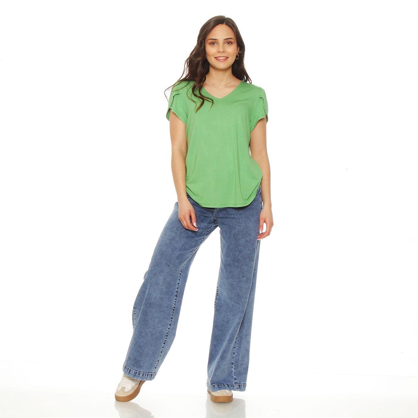 Polera Manga Corta Con Corte Y Escote V-3