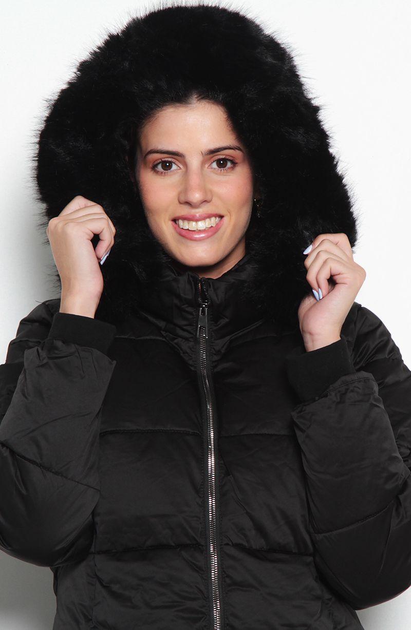 Parka Manga Larga Con Capucha Y Cierre  En Delantero-3