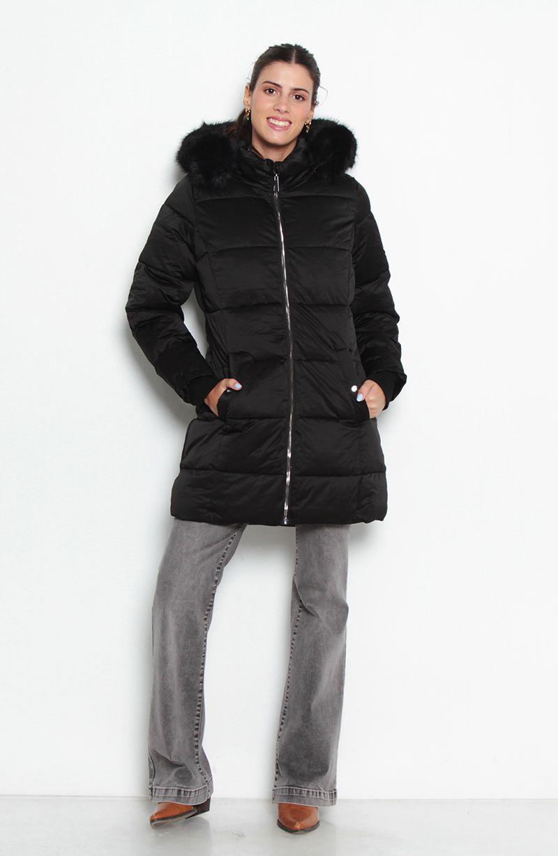 Parka Manga Larga Con Capucha Y Cierre  En Delantero-5