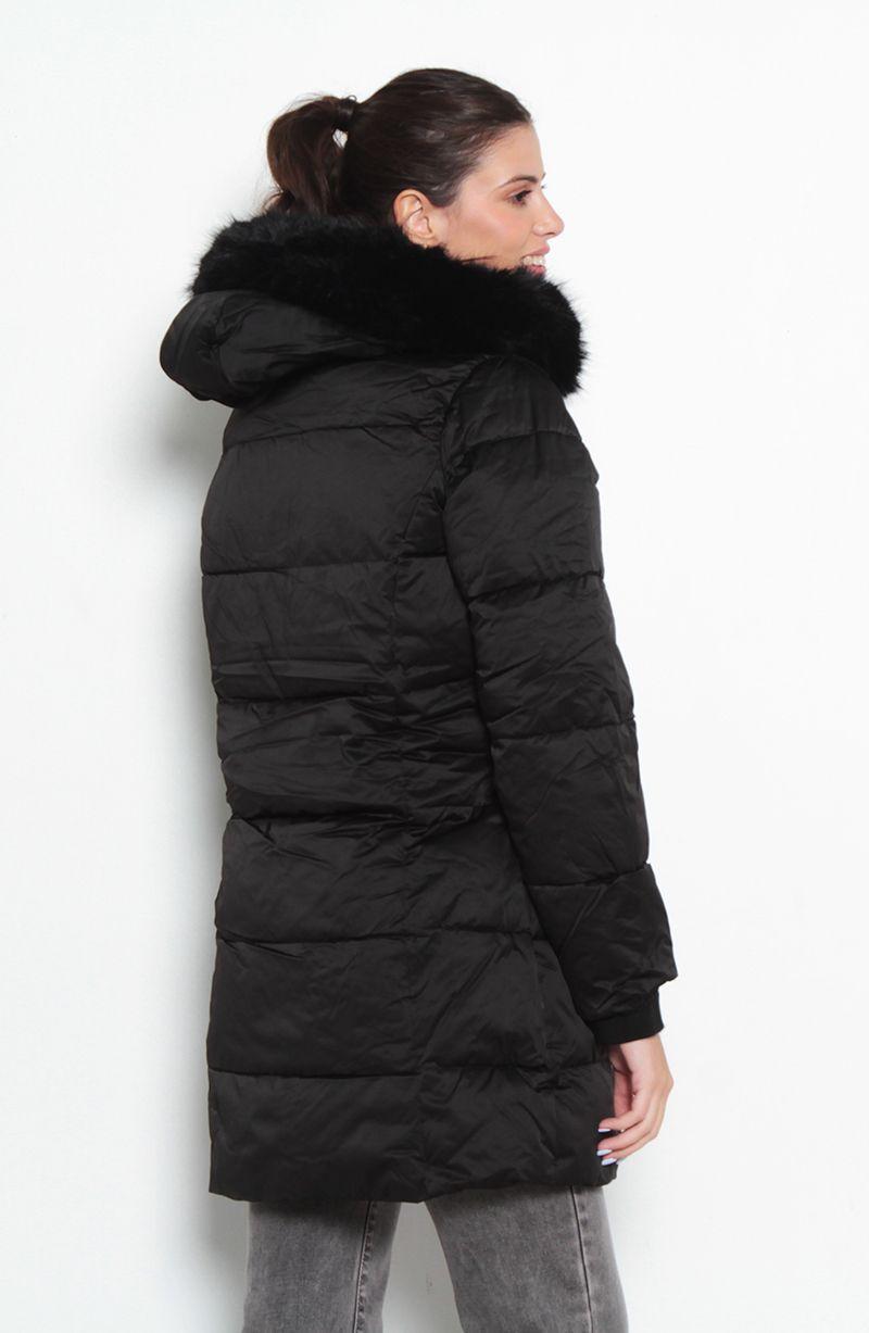 Parka Manga Larga Con Capucha Y Cierre  En Delantero-6