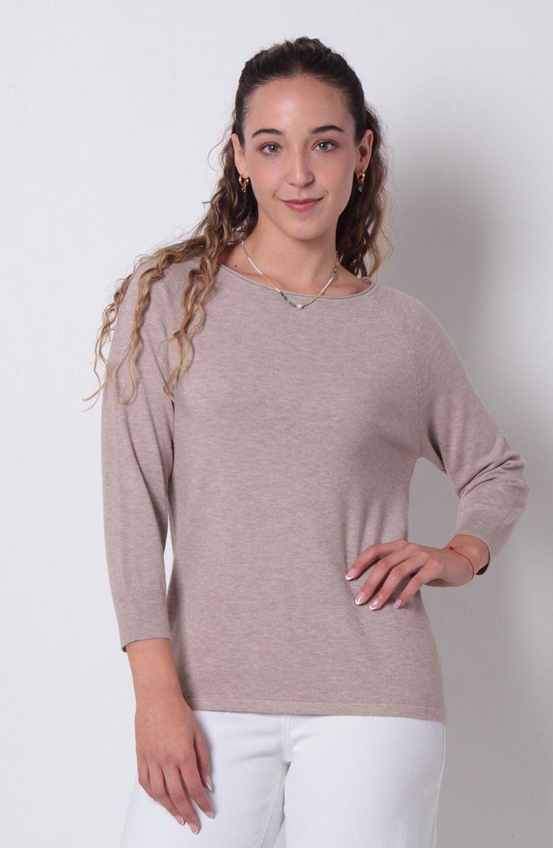 Sweater Manga 3/4 Escote Bote-0