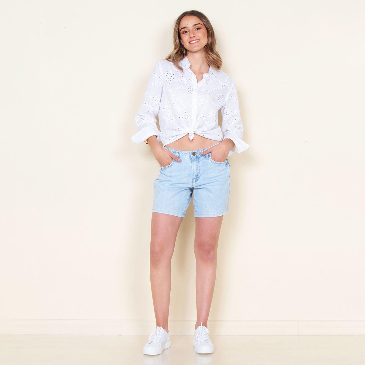 Bermuda Tiro Alto Pretina Basica 1 Boton 5 Bolsillos-5