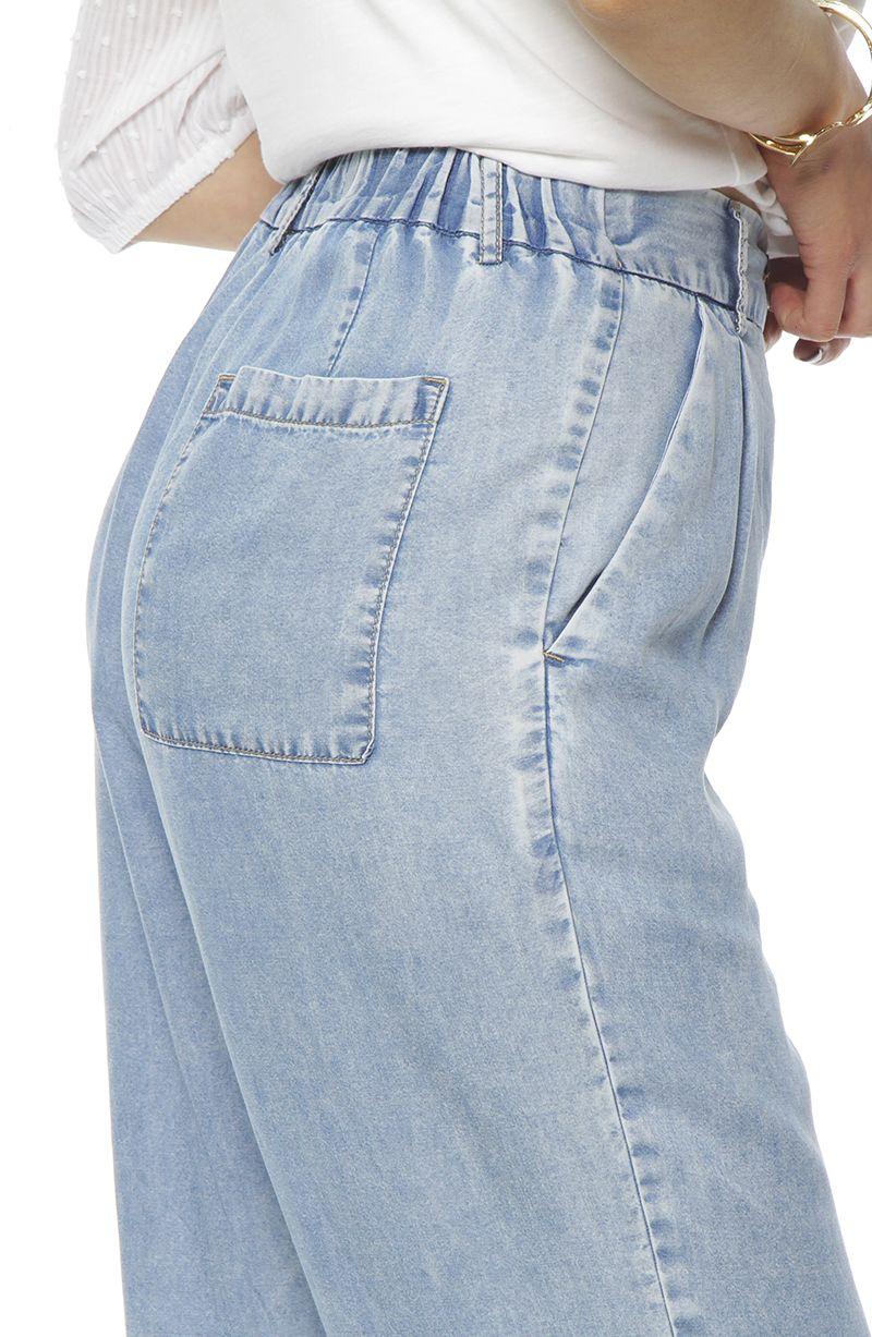 Pantalon Tencel Wide Leg Tiro Alto Pretina Basica 1 Boton-4