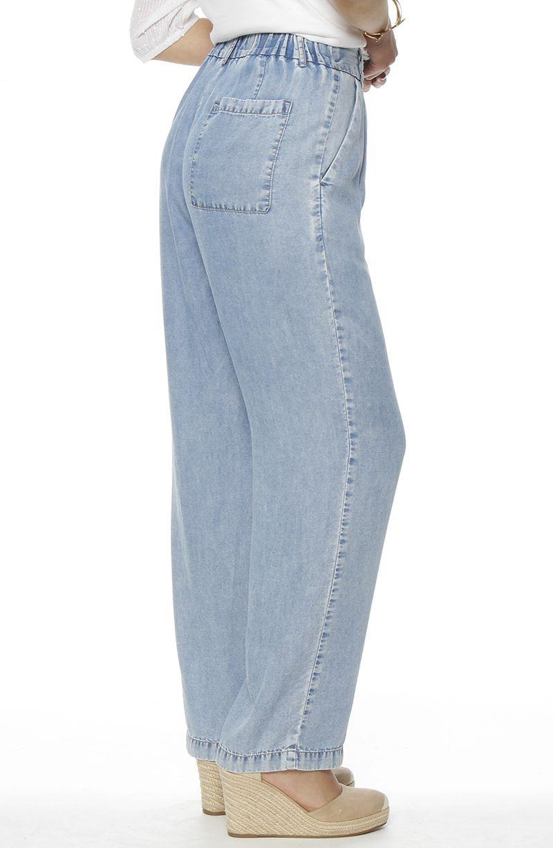 Pantalon Tencel Wide Leg Tiro Alto Pretina Basica 1 Boton-5