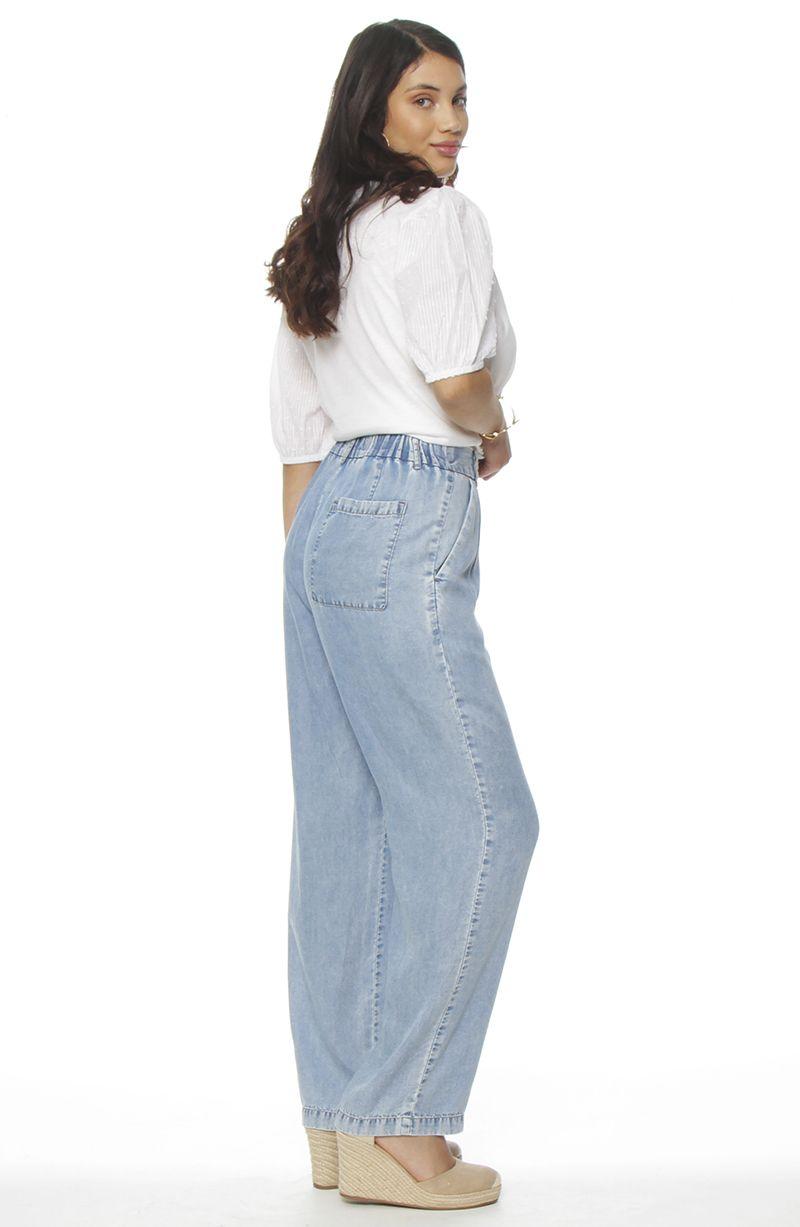 Pantalon Tencel Wide Leg Tiro Alto Pretina Basica 1 Boton-6