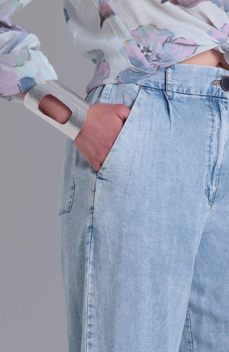Pantalon Tencel Wide Leg Tiro Alto Pretina Basica 1 Boton-2